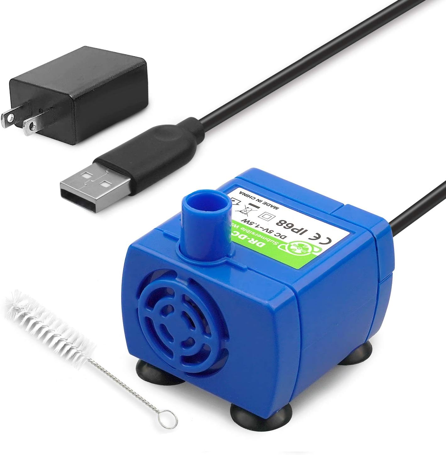 KutoraWorks DR-DC160 USB Replacement Fountain Pump for Cat Water Fountain with Adaptor,Cleaning Brush and USB Cable Ultra Quiet Long…