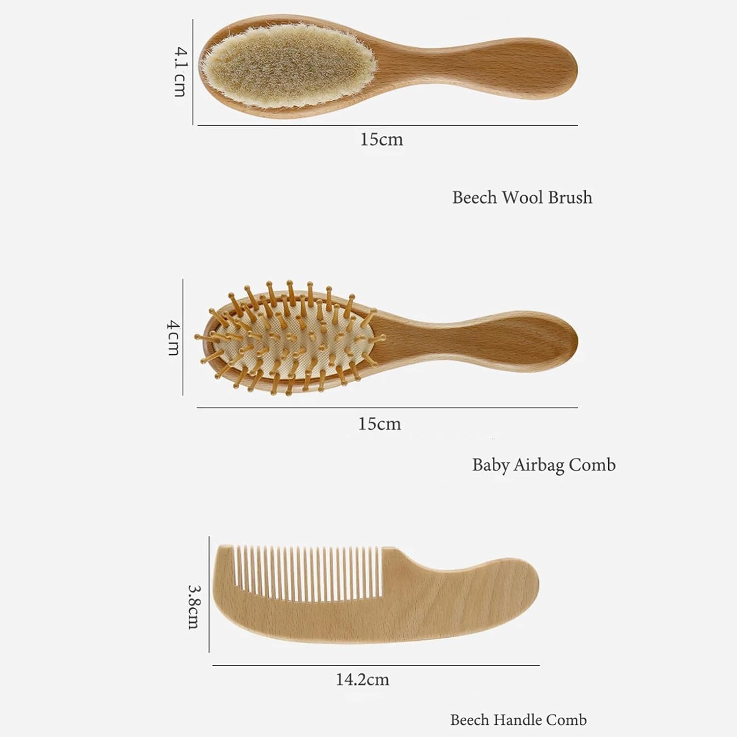 Ensemble de brosses en bois et peignes – cadeau bébé personnalisable