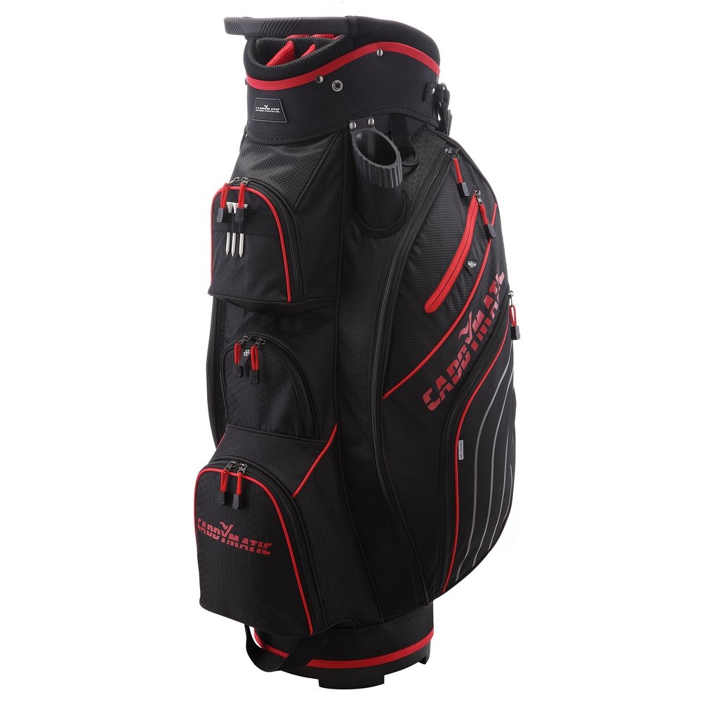 Caddymatic Golf Deluxe 14-Way Trolley Bag (Black/Red)