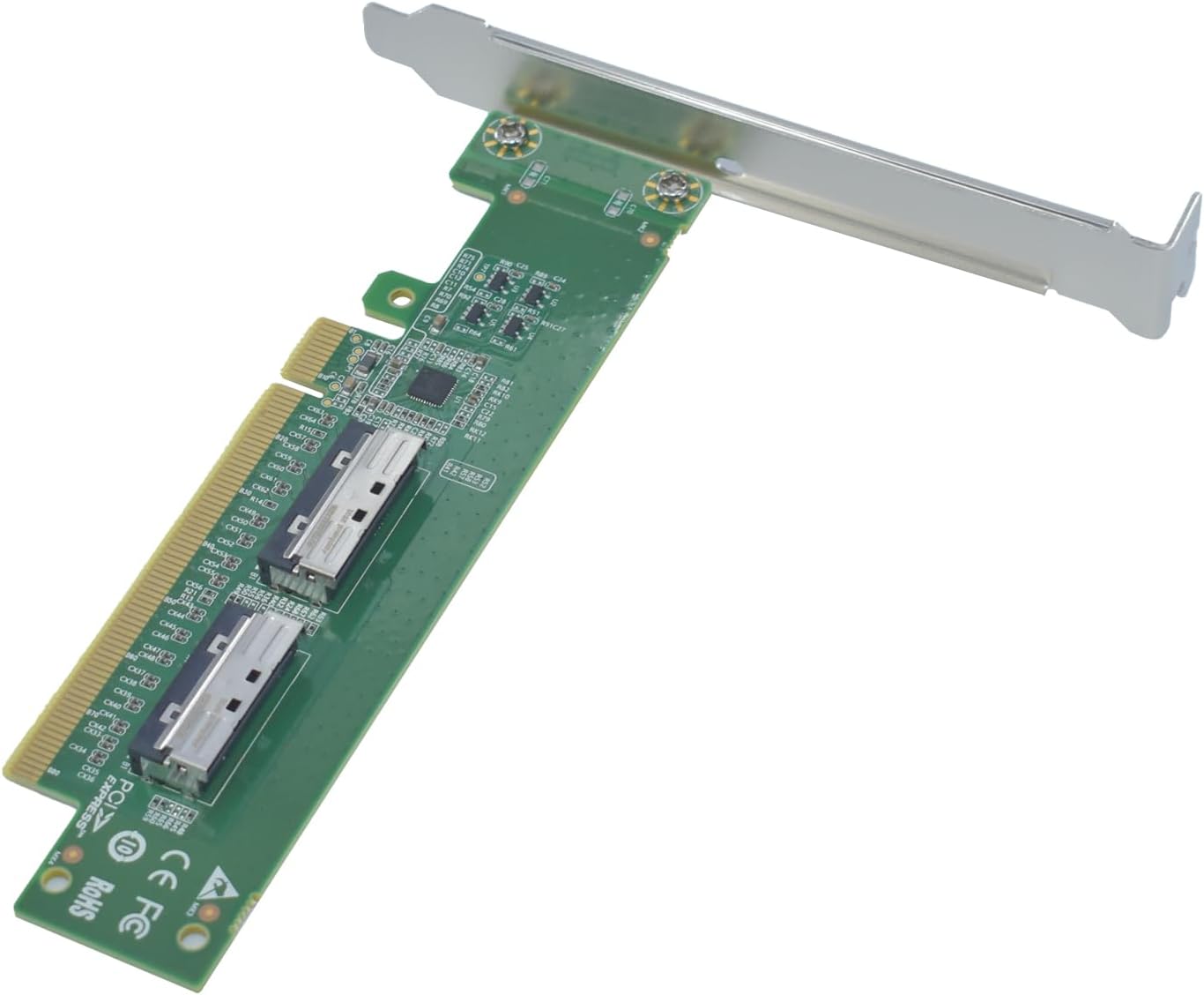 PCIe 5.0 x16 to 2 MCIO x8 Adapter Card for 4 U.2 NVMe SSD (Side Top Interface)