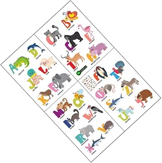 KOMBIUDA 4 folhas de parede para berçário animal infantil menina ornamento removível bebê viver ABC para decalques adesivos porta Gilrs letras alfabeto decoração adesivo educativo quarto meninos quarto