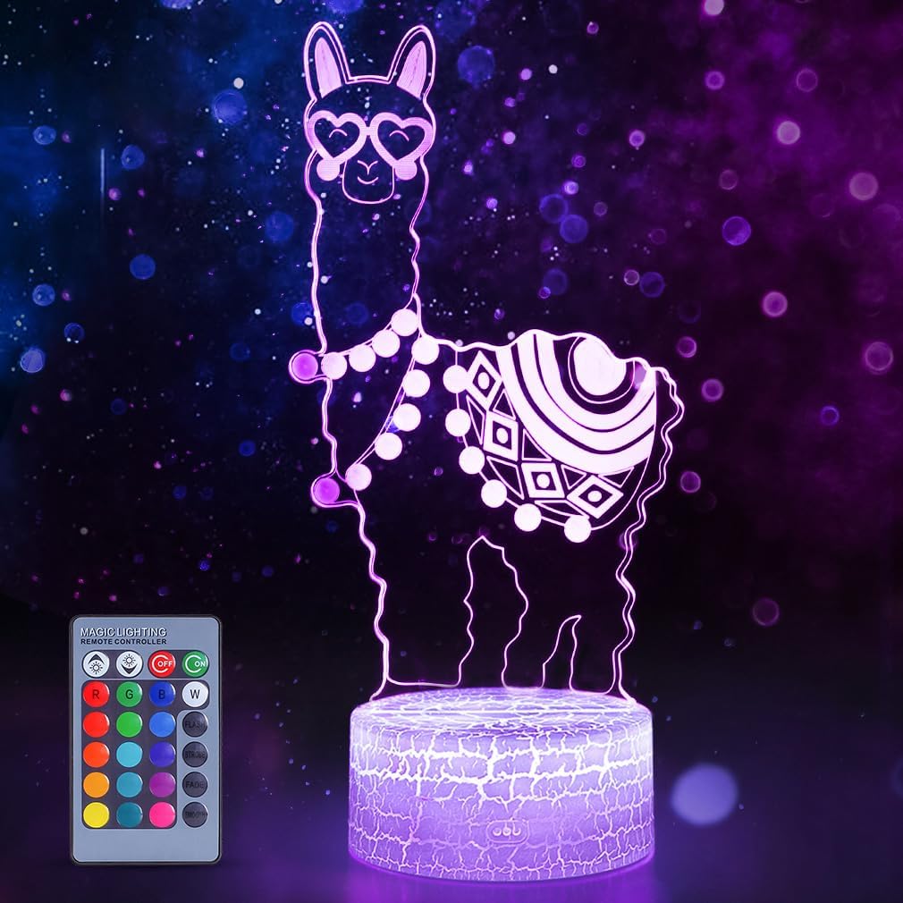 WHATOOK Alpaca Llama 3D Optical Illusion Lamp, Changeable Touch Sensor LED Night Light Perfect Gifts Toys for Children Kids Decor for Home Baby Room(Alpaca)