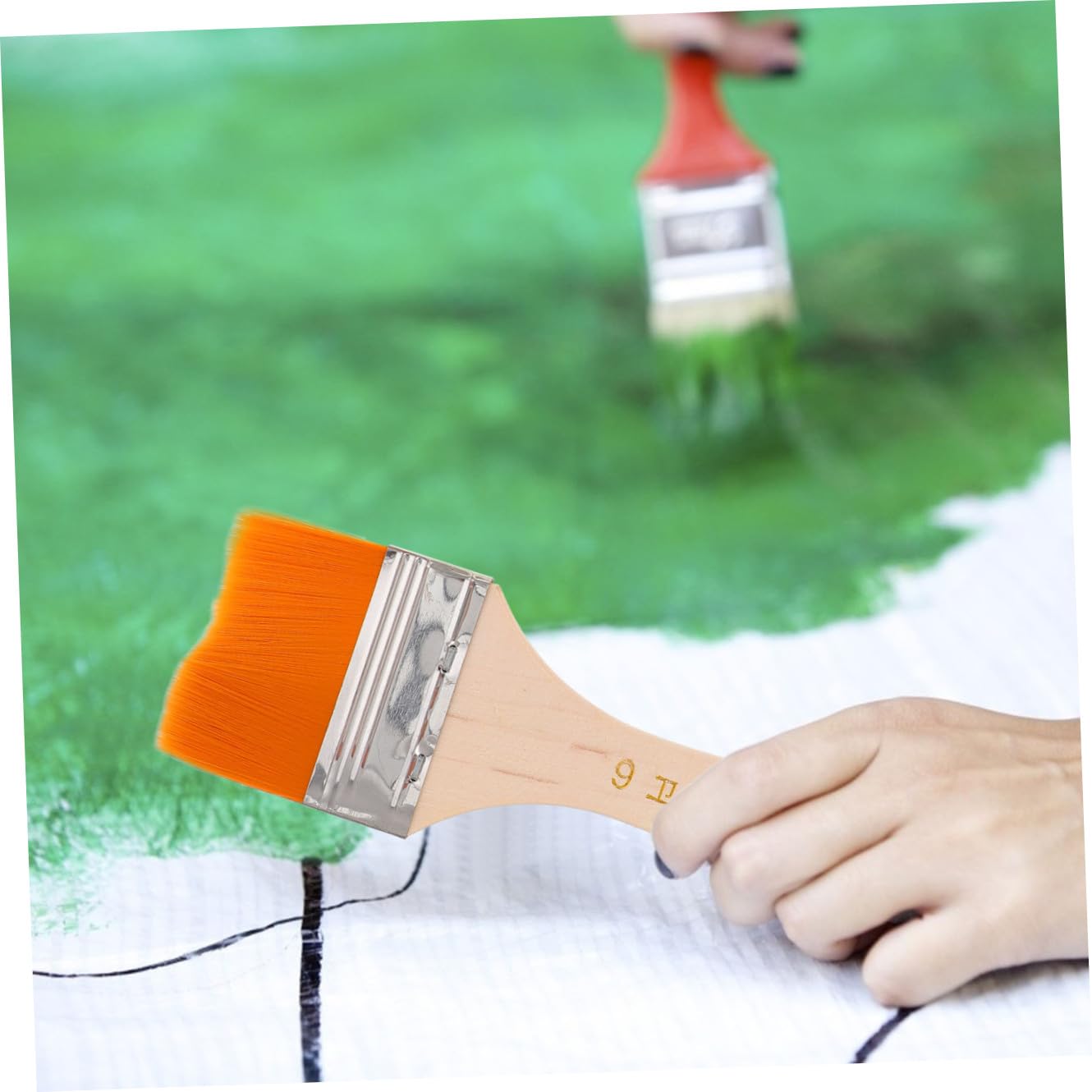 TEHAUX Pinceau Plat en Nylon à Manche Bois 50 Pièces pour Vernis