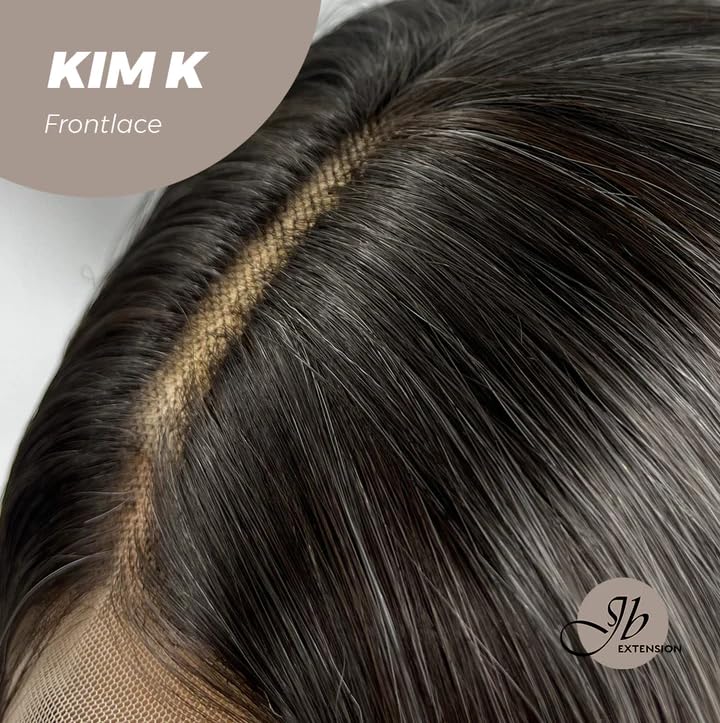 Miniatura 7 de KIM K - Peluca de encaje frontal extra larga, recta, color gris oscuro con reflejos para mujer, pelucas sintéticas naturales para uso diario