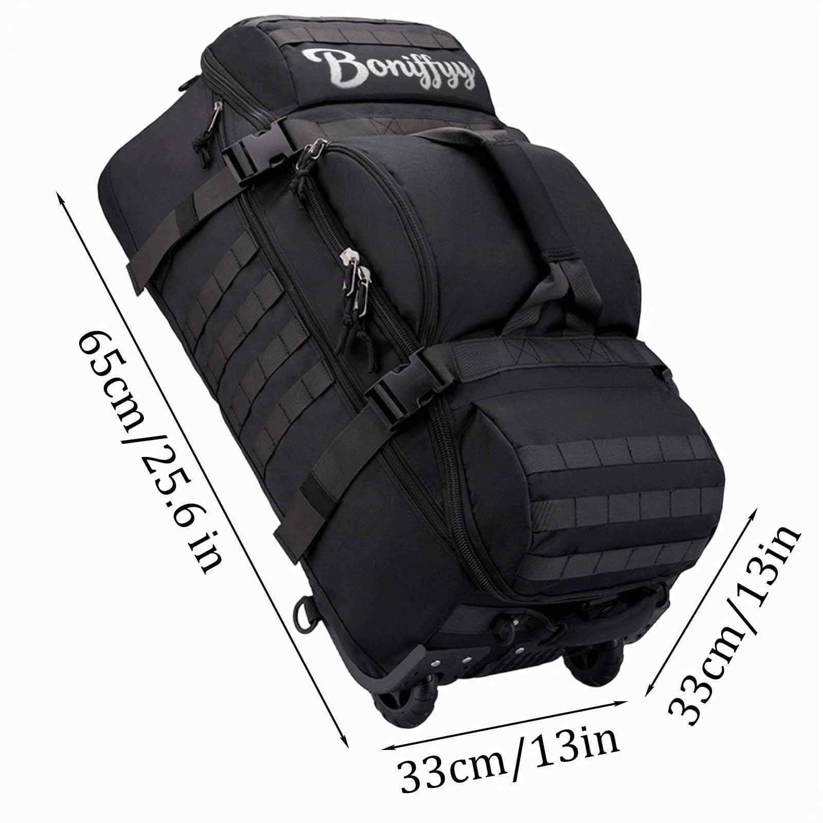 70L Sac de Voyage Roulette Tissu Valise Souple Grand Sac de Sport Homme Femme Impermeable Sacs a Dos Travel Bag Pliable Trekking Cabine Fitness Sport Duffle Bag (Noir)