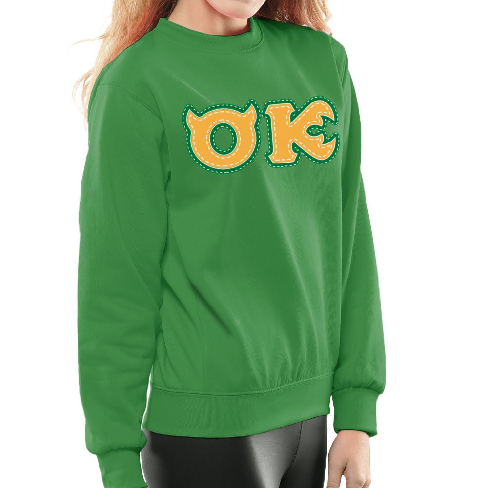 Cloud City 7 Women's Kelly Green Monster University Fraternity Oozma Kappa Ok Sweatshirt