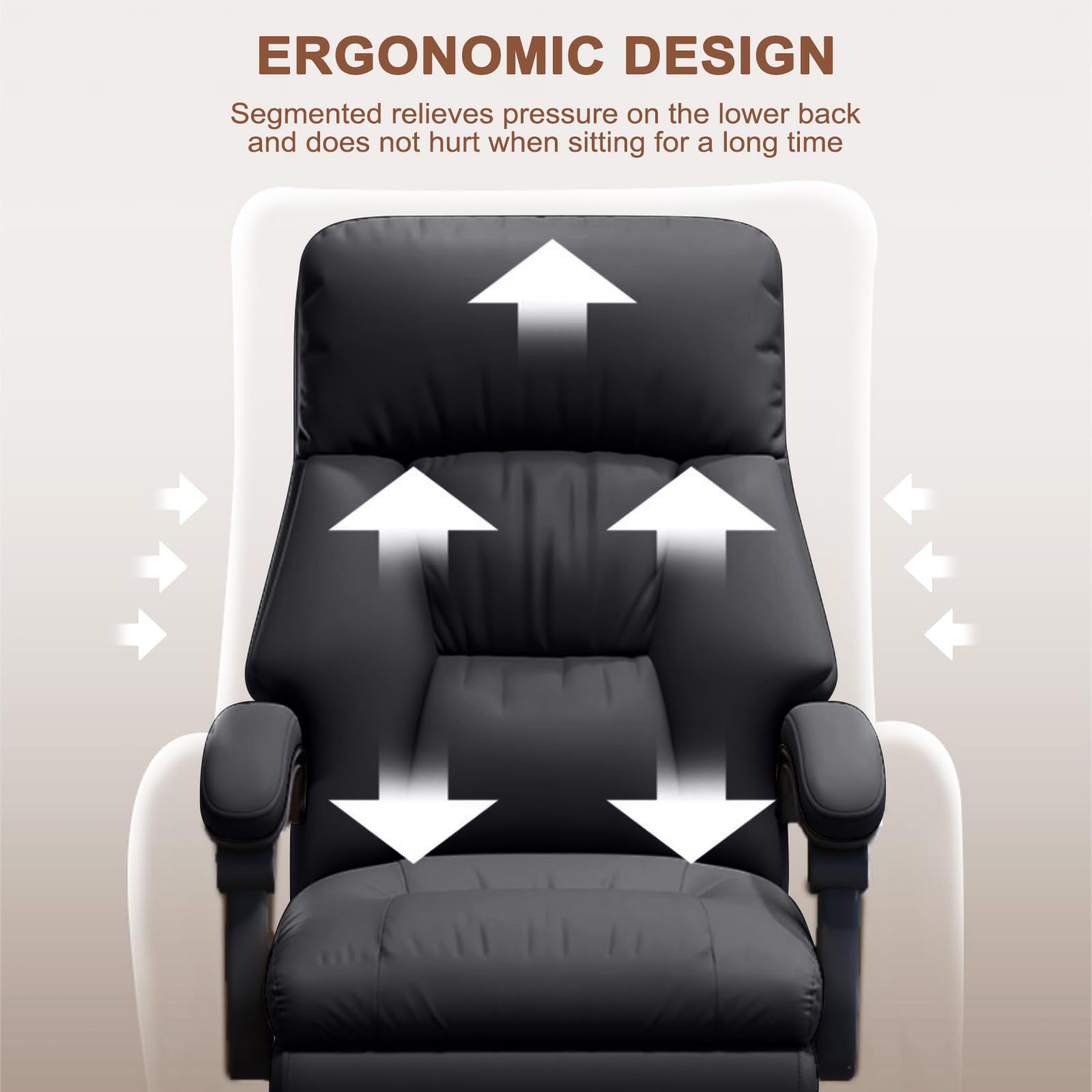 Office Chair with Leg Rest Executive Desk Chairs with Wheels High Back Computer Gaming Chairs Adjustable Reclining Ergonomic — view 3