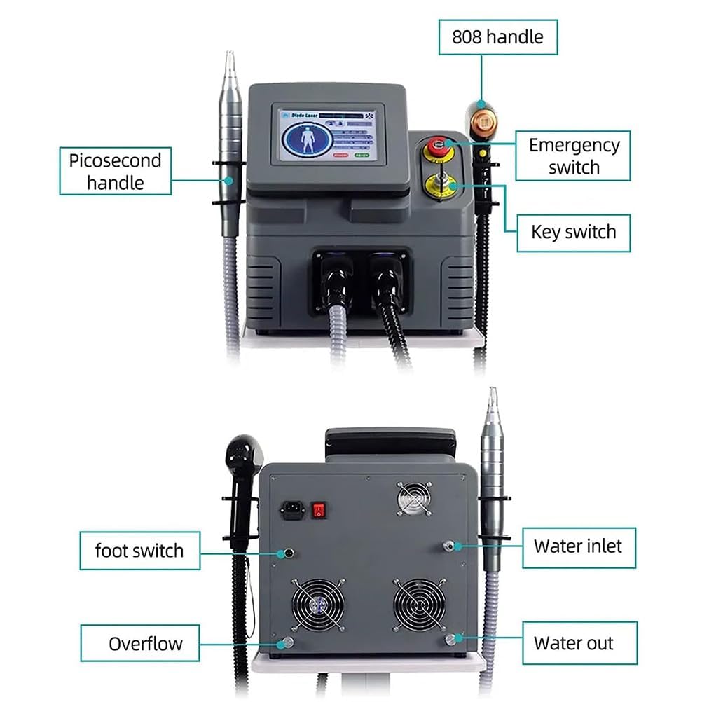 Retournation de la Peau Picoseconde Tattoo Repoval Machine + 808 Nm Diode Laser Épilation de Cheveux Équipement de Salon de beauté Divers Épilation du Corps Whitening