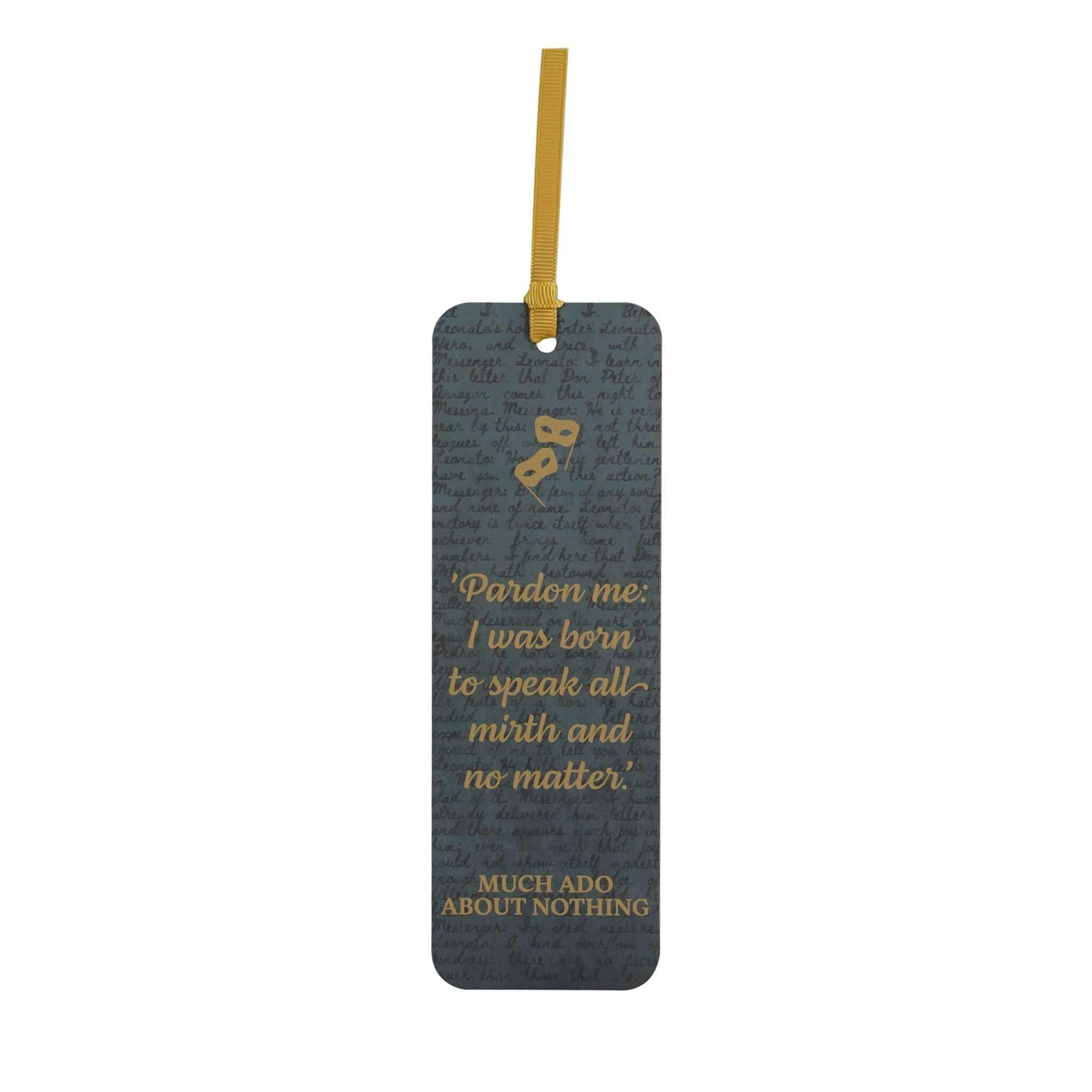 Half Moon Bay Pardon Me Shakespeare Much ADO About Nothing 7 x 2.3 Inch Green and Gold FSC Paper Bookmark Place Keeper