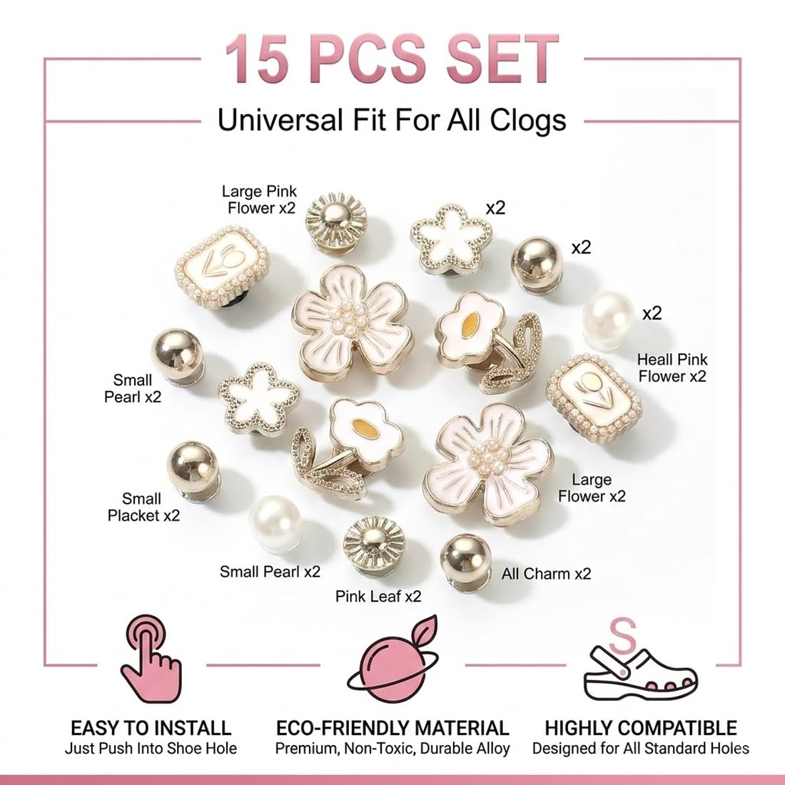 1 Set di Accessori per Scarpe a Forma di Fiore, Fibbie per Scarpe Glitterate, Decorazioni per Scarpe e Borse, Design Elegante, Adatto a Ragazze e Donne. - 2