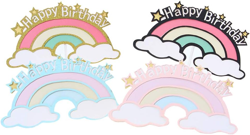 Amosfun 4pcs Cake Toppers Dual Black Cupcake Picks for Birthday Party Decorations Non-edible Decorative Supplies