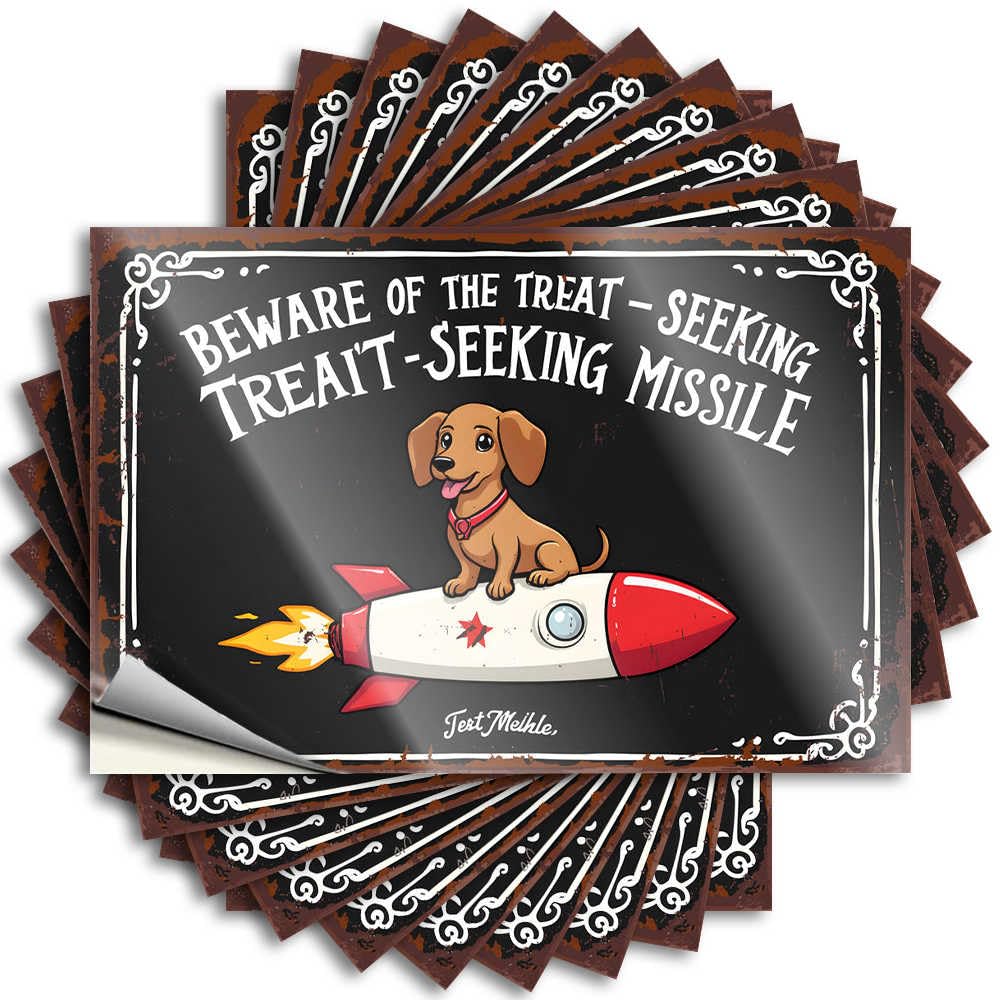 Sticker Funky Teen Bedroom Decor Bottle Dog On Rocket: Beware of Treat-Seeking Missile - No Residue Decals for Comfort(12X18CM)
