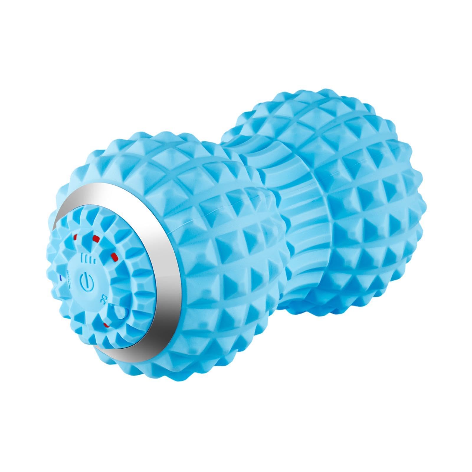 Bola de Masaje Vibratoria Profesional Bola de Masaje en Forma de Masajeador de Silicona Portátil Relajante Muscular con Cuatro M, AZUL