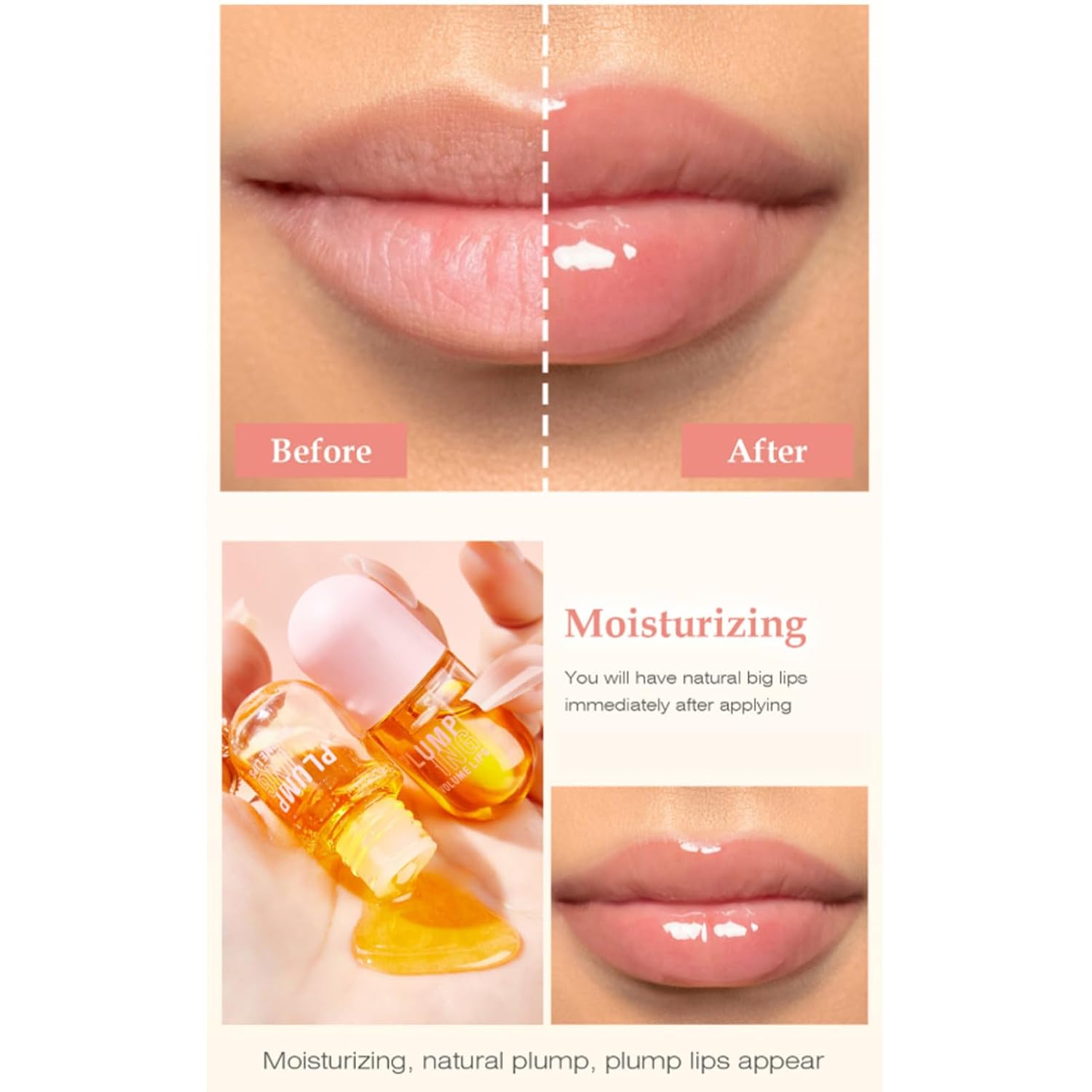 CHICTRY Ginger Oil Lip Plumper Duo, 8ml Hydrating Gloss Set, Daily Moisturizing & Non-Stick Formula Yellow One Size