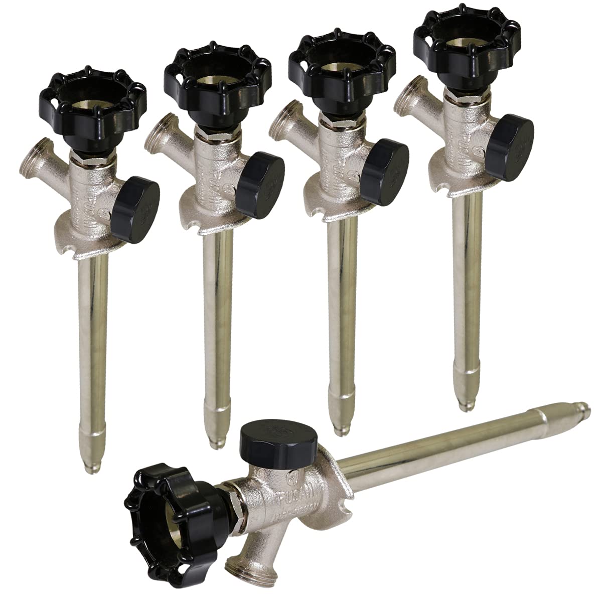 Midline Valve 62081G-OM-5 Anti-Siphon Sillcock Frost Free Outdoor Faucet with Vacuum Breaker 1/2 in. PEX A x 3/4 in. Hose Bib, 8 in. Long (5 Pack), Chrome