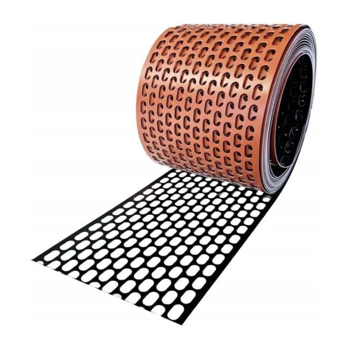 60lfm Aluminium Traufgitter Ziegelrot/Schwarz beidseitig lackiert ALU Vogelschutzgitter Schutzgitter Lüftungsgitter Lüftungsband (100,0mm breit)