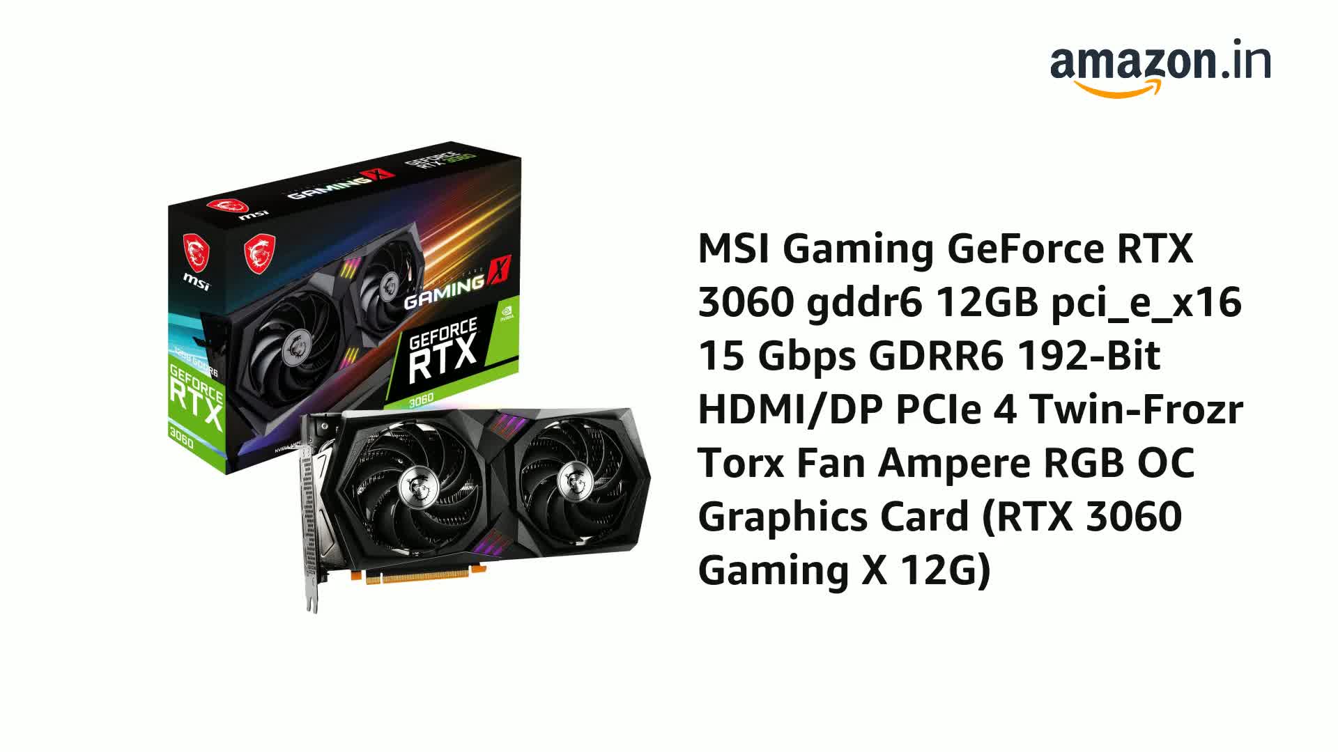 Amazon.in: Buy MSI Gaming GeForce RTX 3060 gddr6 12GB pci_e_x16 15