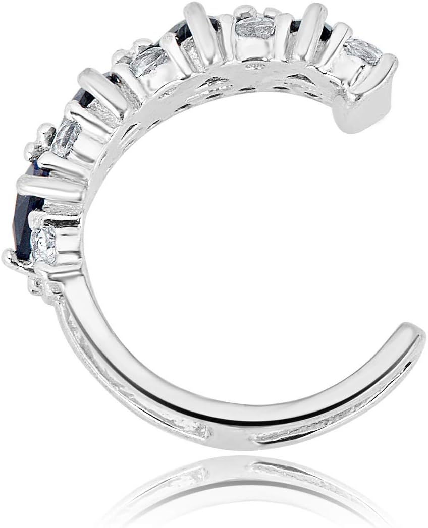 AVORA 925 Sterling Silver Simulated Diamond CZ Double Row Ear Cuff