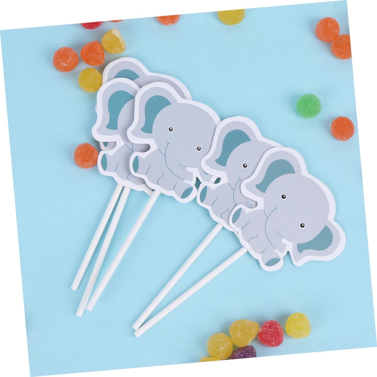 HANABASS 24pcs Cake Toppers Cute Elephant Cupcake Picks for Creative Cake Decoration and Party Adornment Safe Material for Birthday Celebrations