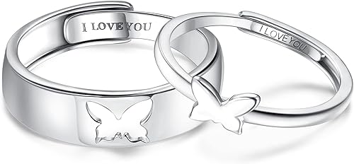 Miniatura 2 de MILACOLATO Matching Rings for Couples 925 Sterling Silver Matching Heart Promise Rings I Love You Engagement Wedding Ring Sets for Him and Her