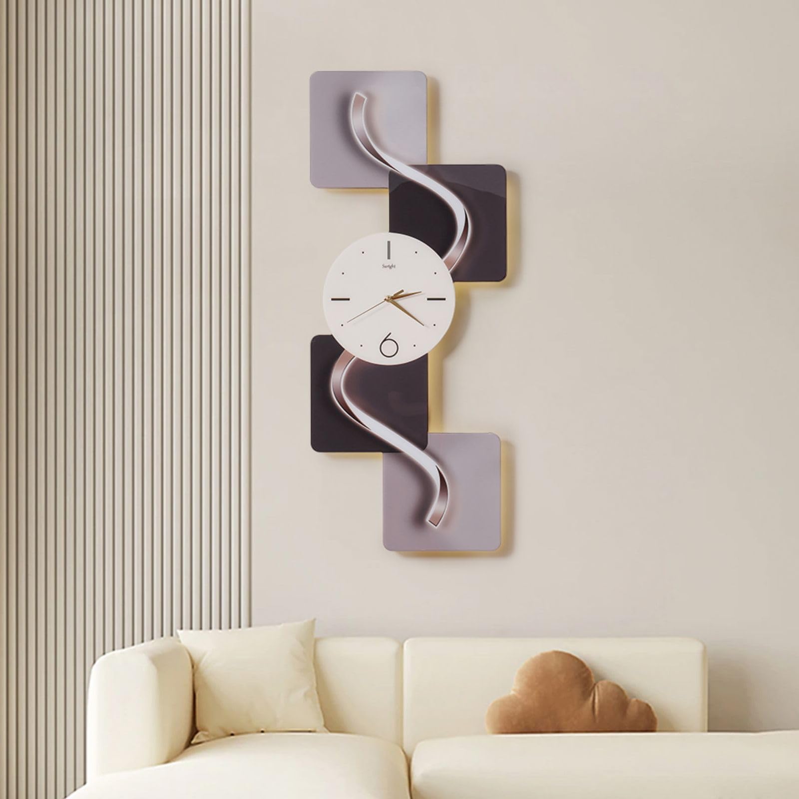 Reloj de pared, silencioso, sin tictac, diseño abstracto moderno con luz LED, ideal para decoración de sala de estar