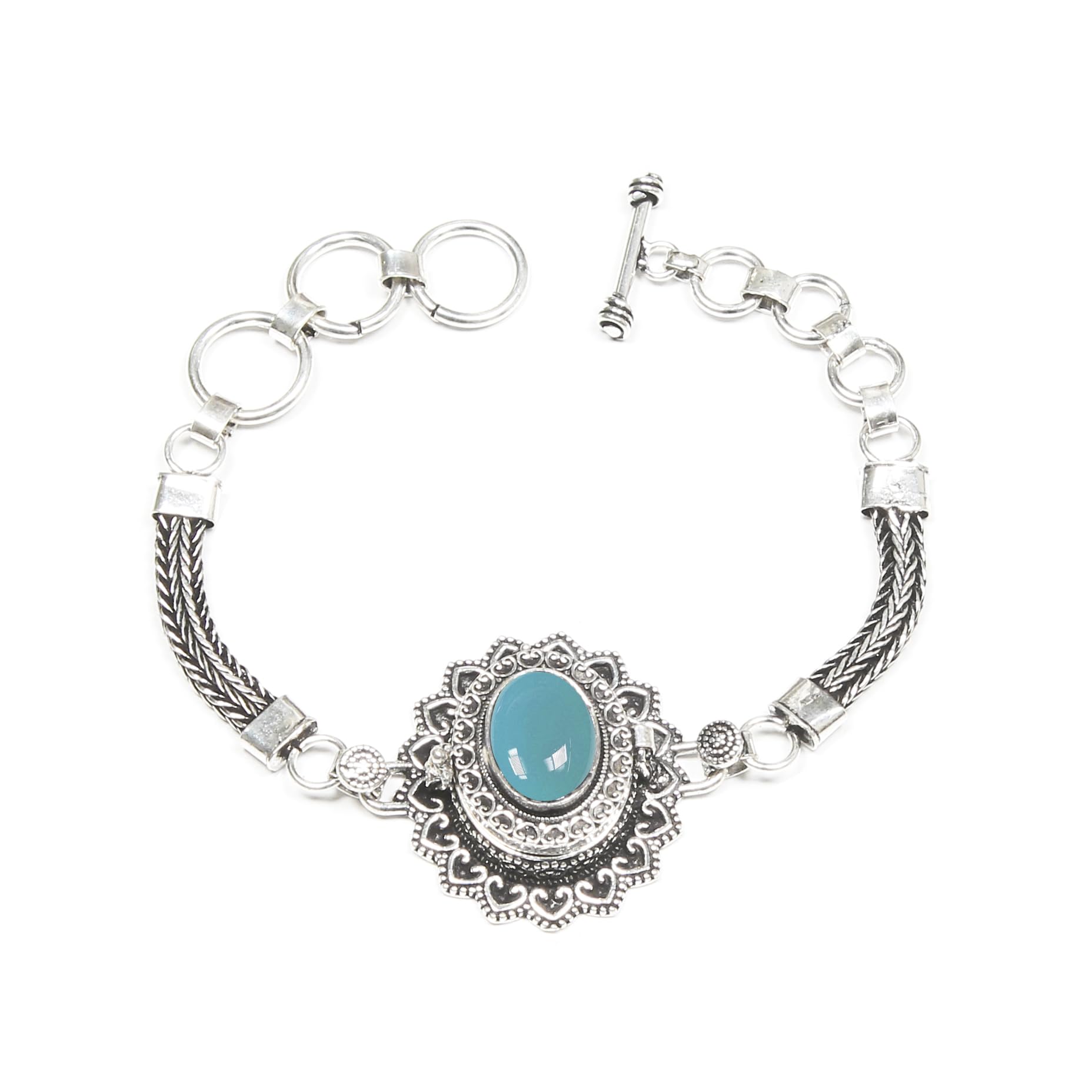 KIRTI GLOBAL Natural Aqua Blue Chalcedony Bracelet Handcrafted Ancient Toggle Bracelet Adjustable March Birthstone Bracelet for Women (B0D4Z941BR) Amazon Price History, Amazon Price Tracker