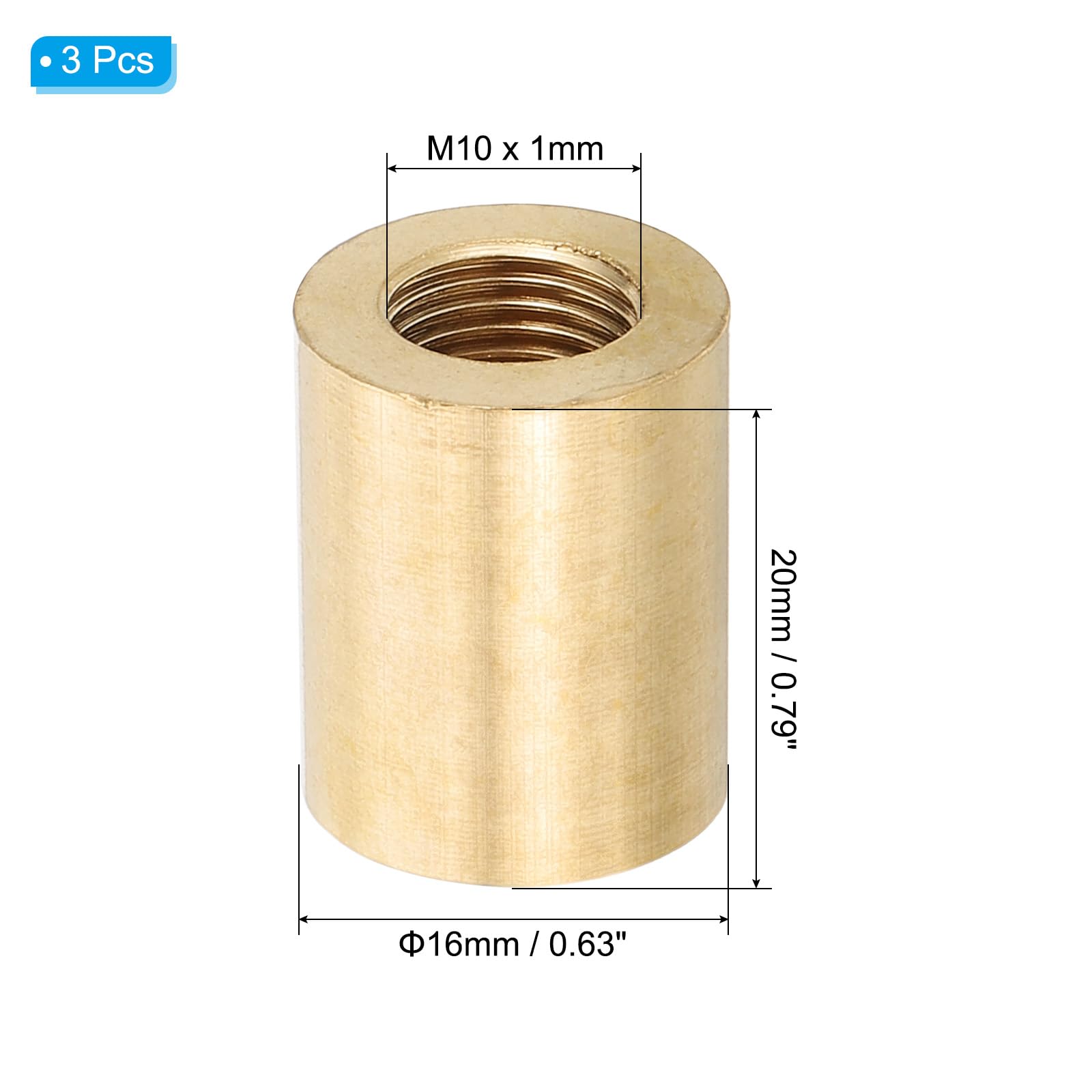 PATIKIL Lamp Pipe Brass Coupling Nut - Image 2