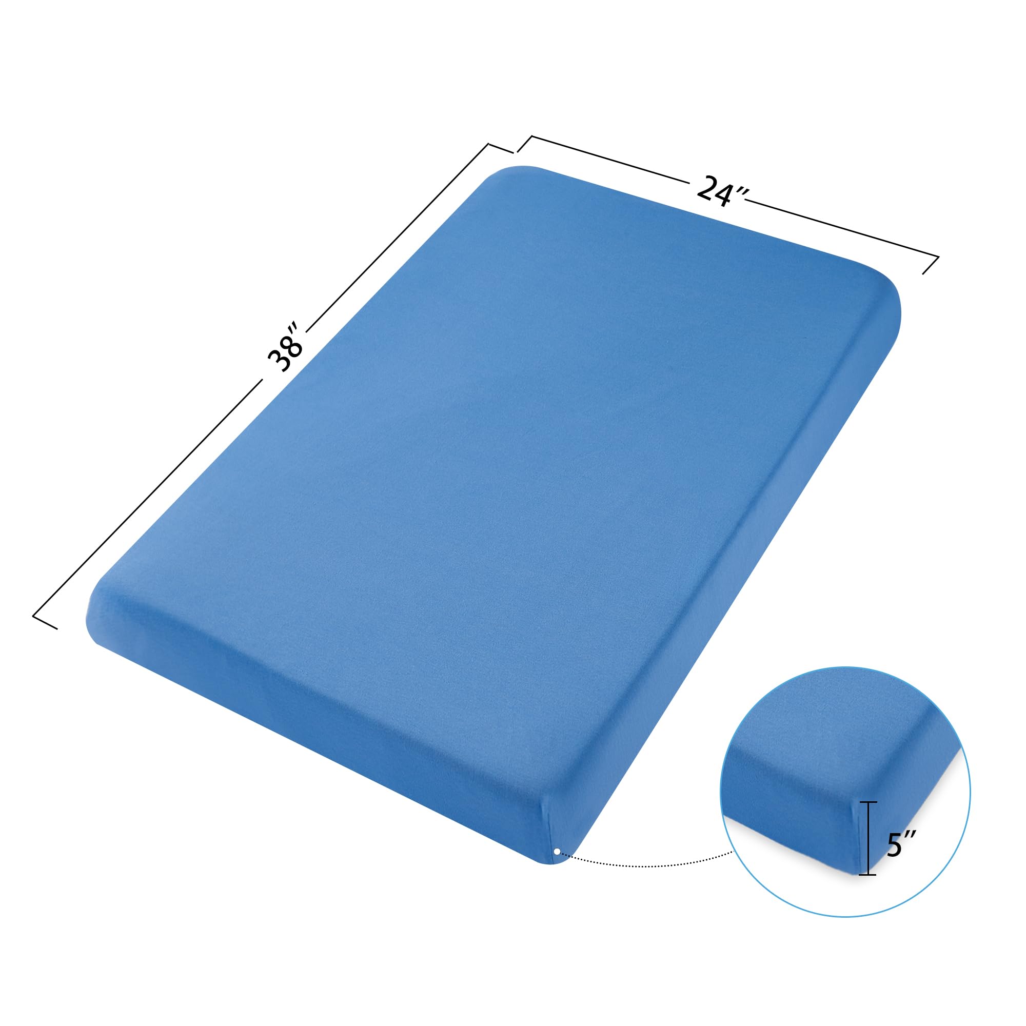 TILLYOU Mini Crib Sheets Fitted 2 Pack, Pack and Play Sheets for Toddler Mattress, Soft and Breathable 38”x 24” Pack n Play Mattresses Cover, Animal Geometry & Blue