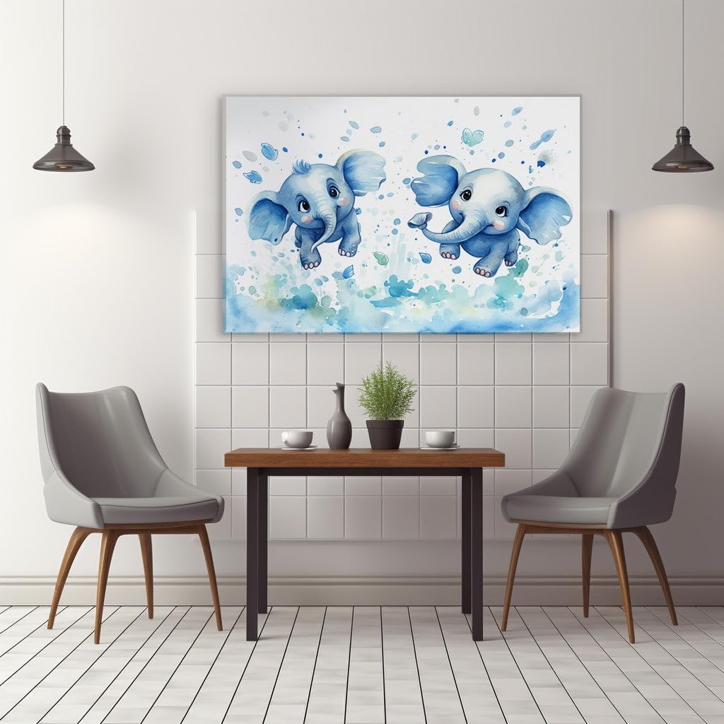 Canvas for Living room. Sky-High Delight: Elephants and Butterflies Dance Amidst the Clouds, 27 x 18 inch Canvas Wall Art - Contemporary Masterpieces - Nature Home Decor - 69x46 cm (27x18 inch)