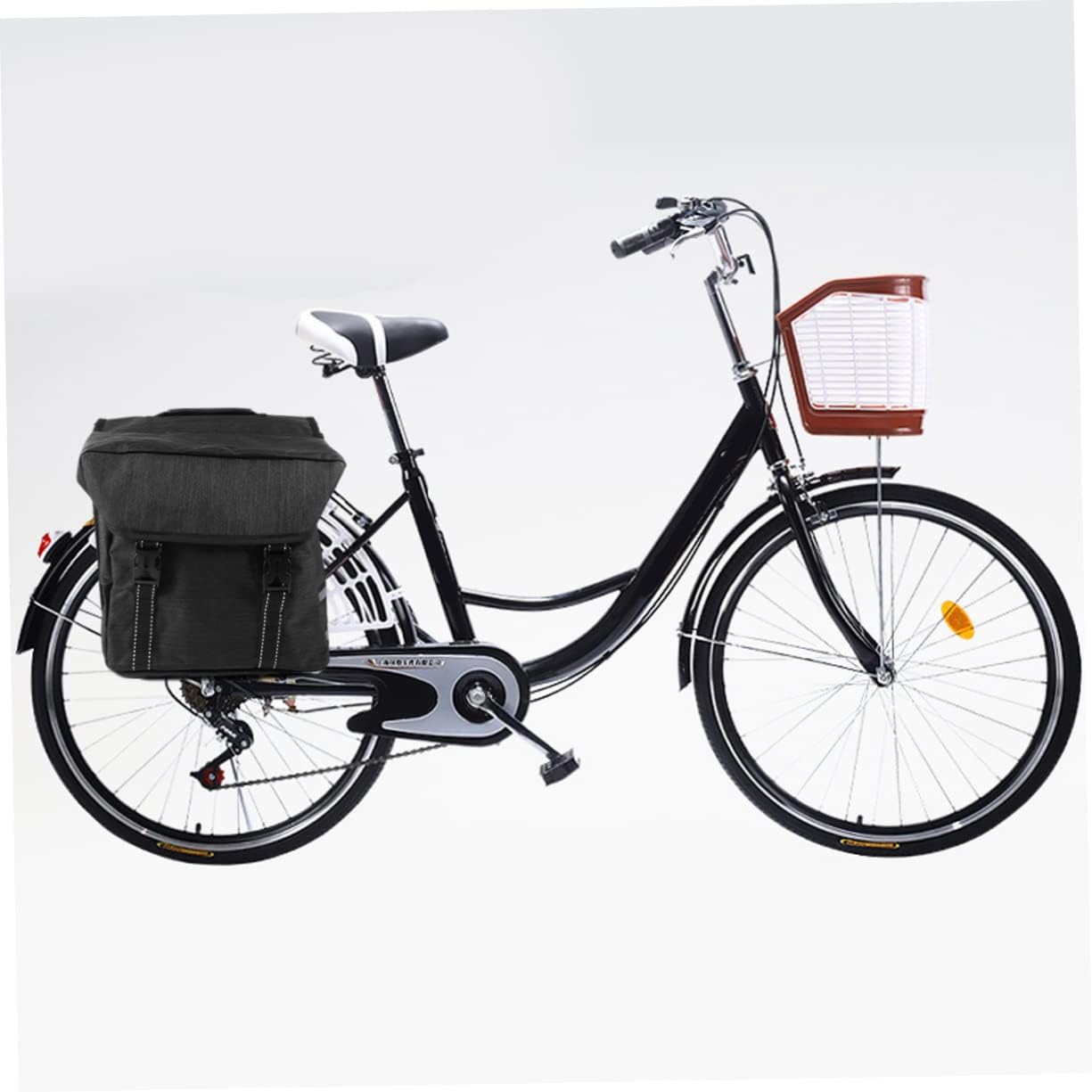 Mikikit Multifunctional Large Capacity Bike Bag Double Tail Pannier Carrier for Mountain Cycling Easy to Install with Side Pockets for Accessories Black