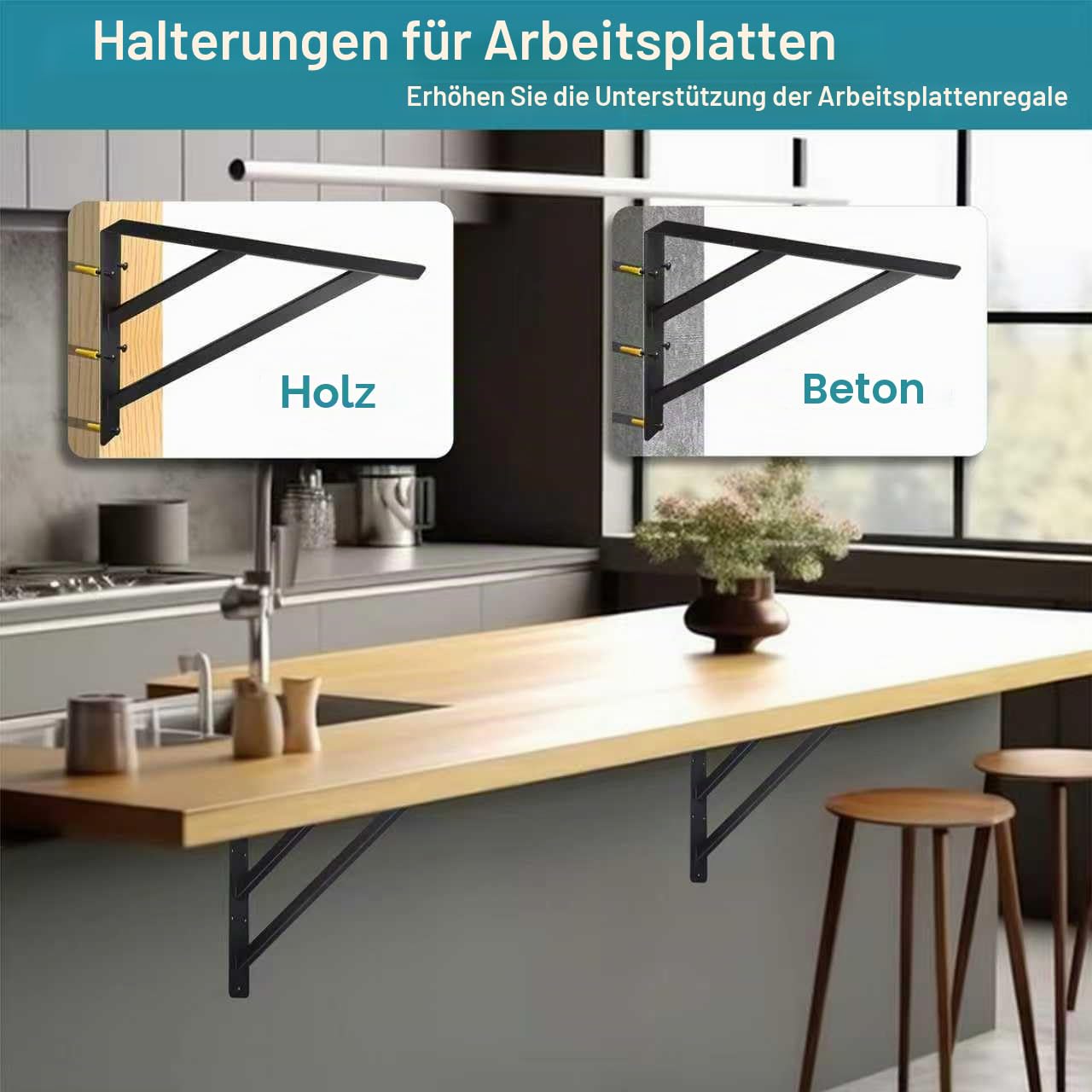 Countertop Support Brackets 40 x 30 cm Heavy Duty Shelf Brackets, Wall Mounted Shelf Brackets, L Brackets for Floating Shelf Bracket for Table Tops, Cabinet, Table, Desk