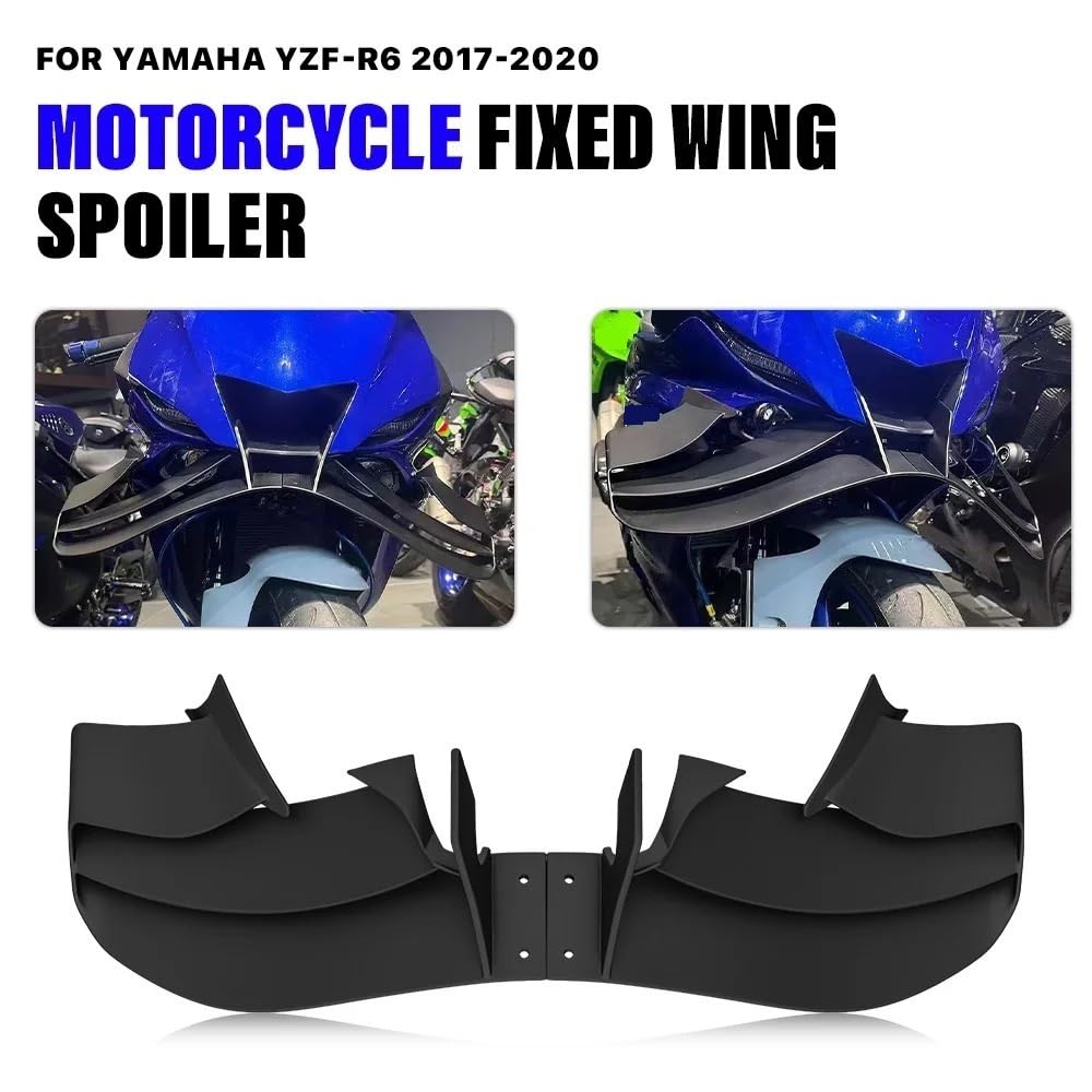 Wingletów Motocyklowych Włókna Boczne Owiewki Wing Do YZF R6 2017-2020 puszczania samolotów przedni spojler wingletów(Bright Black)