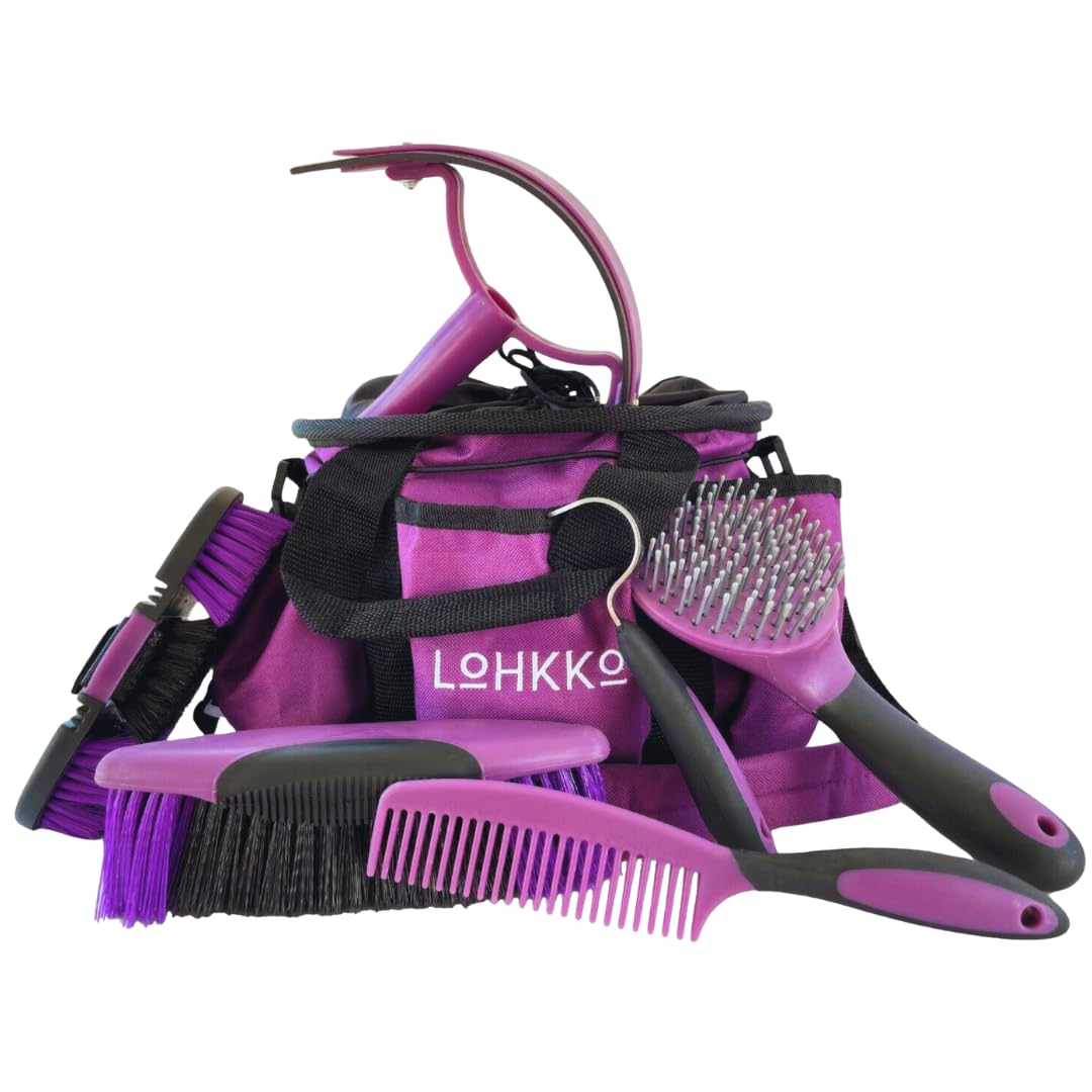 Horse Grooming Blue or Organize Tote Bag Tack Set-  Hair/Curry Brushes, Hoof Pick, Sweat Great Gift for Riders