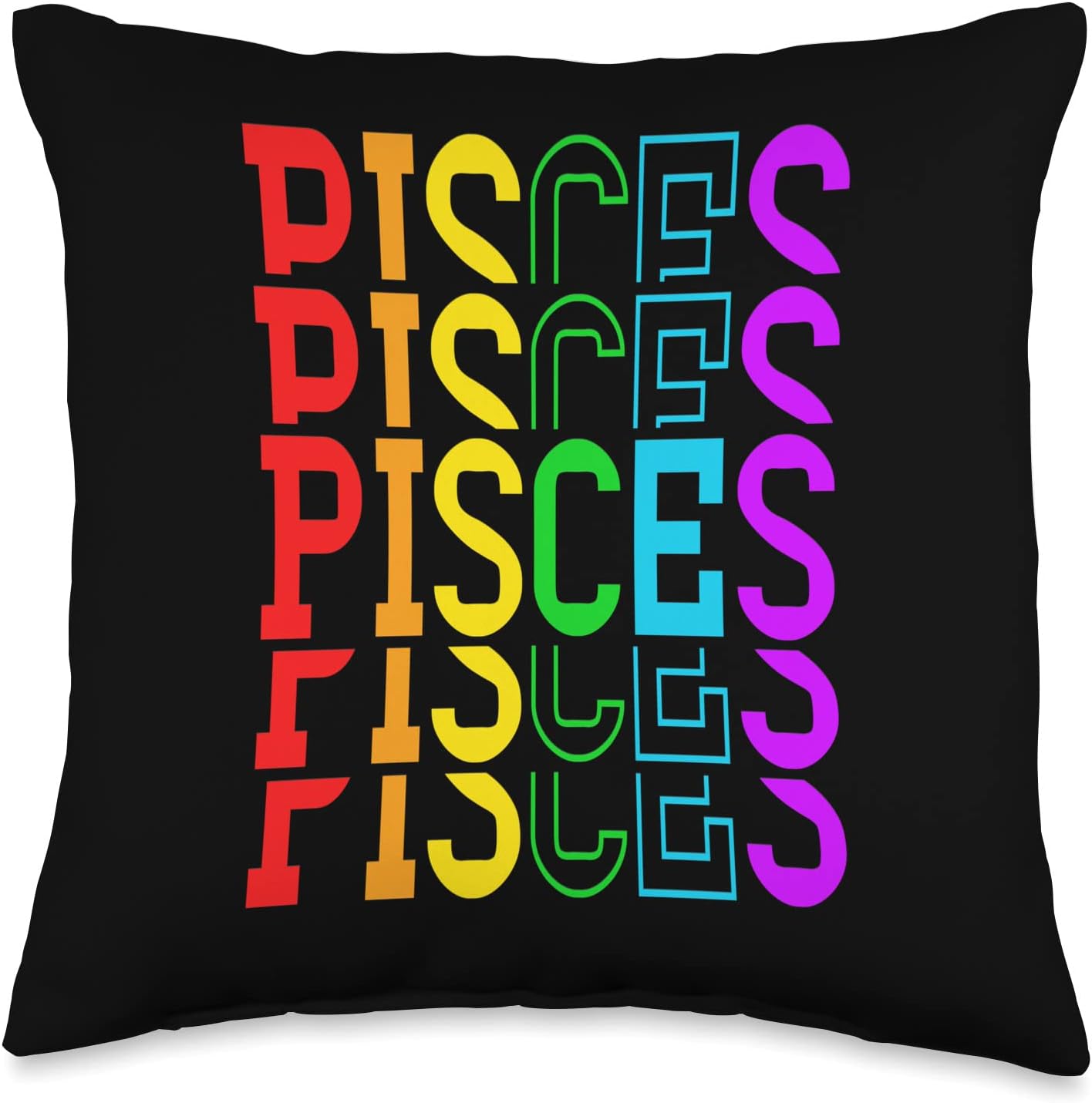 Pisces  Zodiac  Rainbow T-Shirt Tee's  Signature  Tees March Girl Horoscope Pisces February  Zodiac  Rainbow Throw Pillow, 16x16, Multicolor