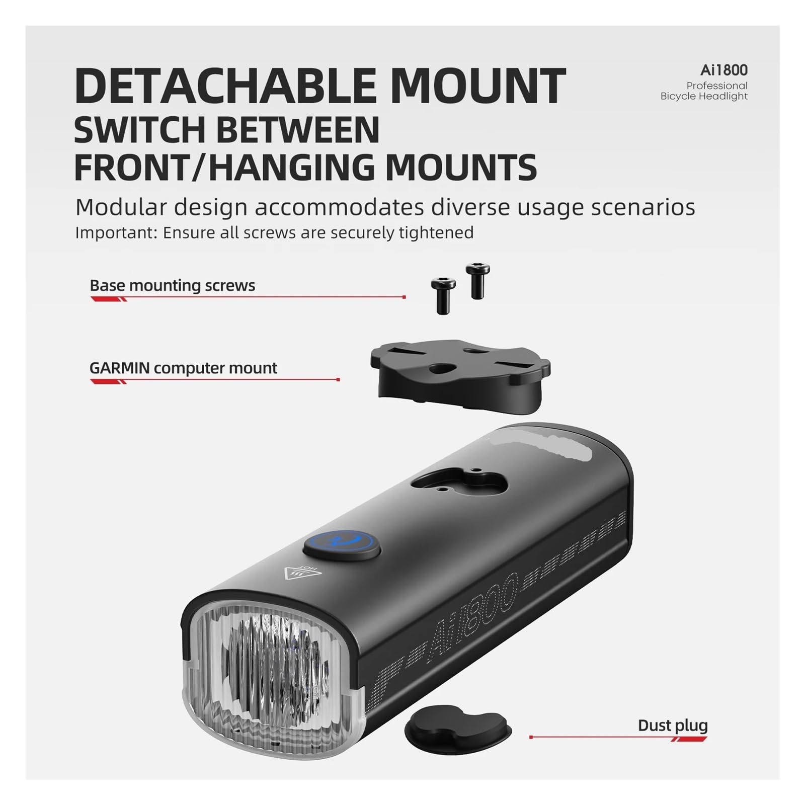1 Uds AI1800 1800LM luz de Cabeza de Bicicleta de aleación de Aluminio