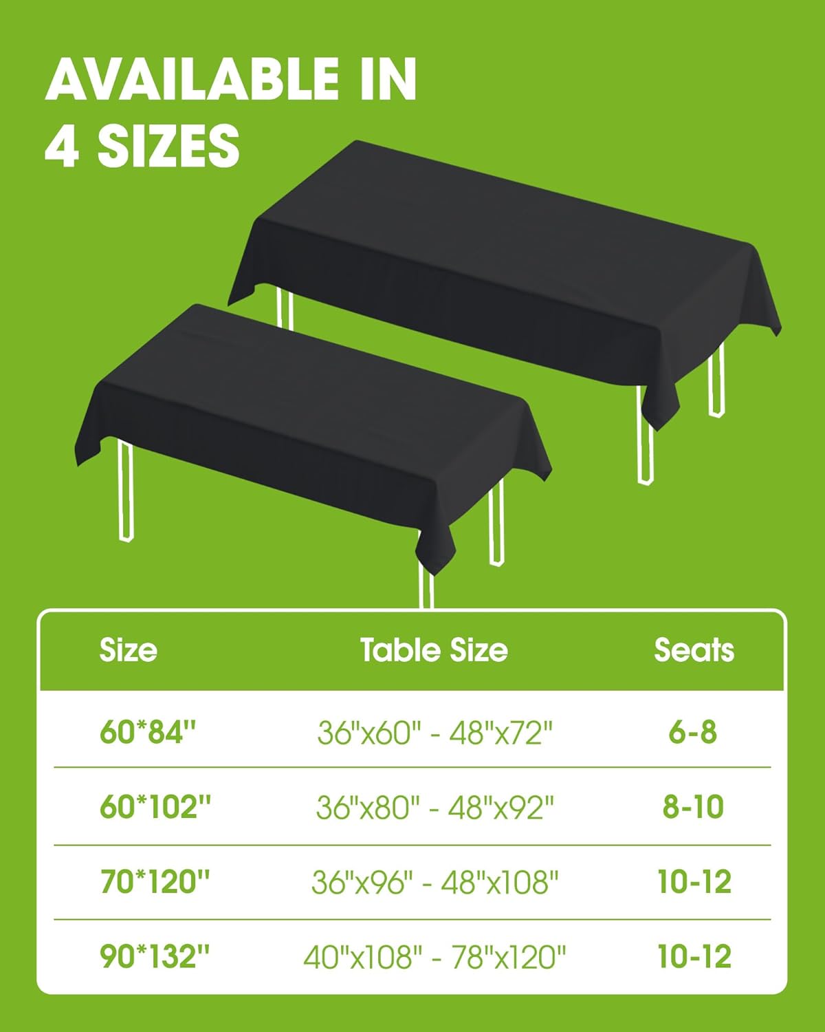 Pureegg Rectangle Table Cloth 60 x 84 – Durable Polyester Tablecloth Offers Reusable & Washable Protection, Ideal for Outdoor Party, Picnic, Wedding, Banquet and Birthday, 1 Pack, Black