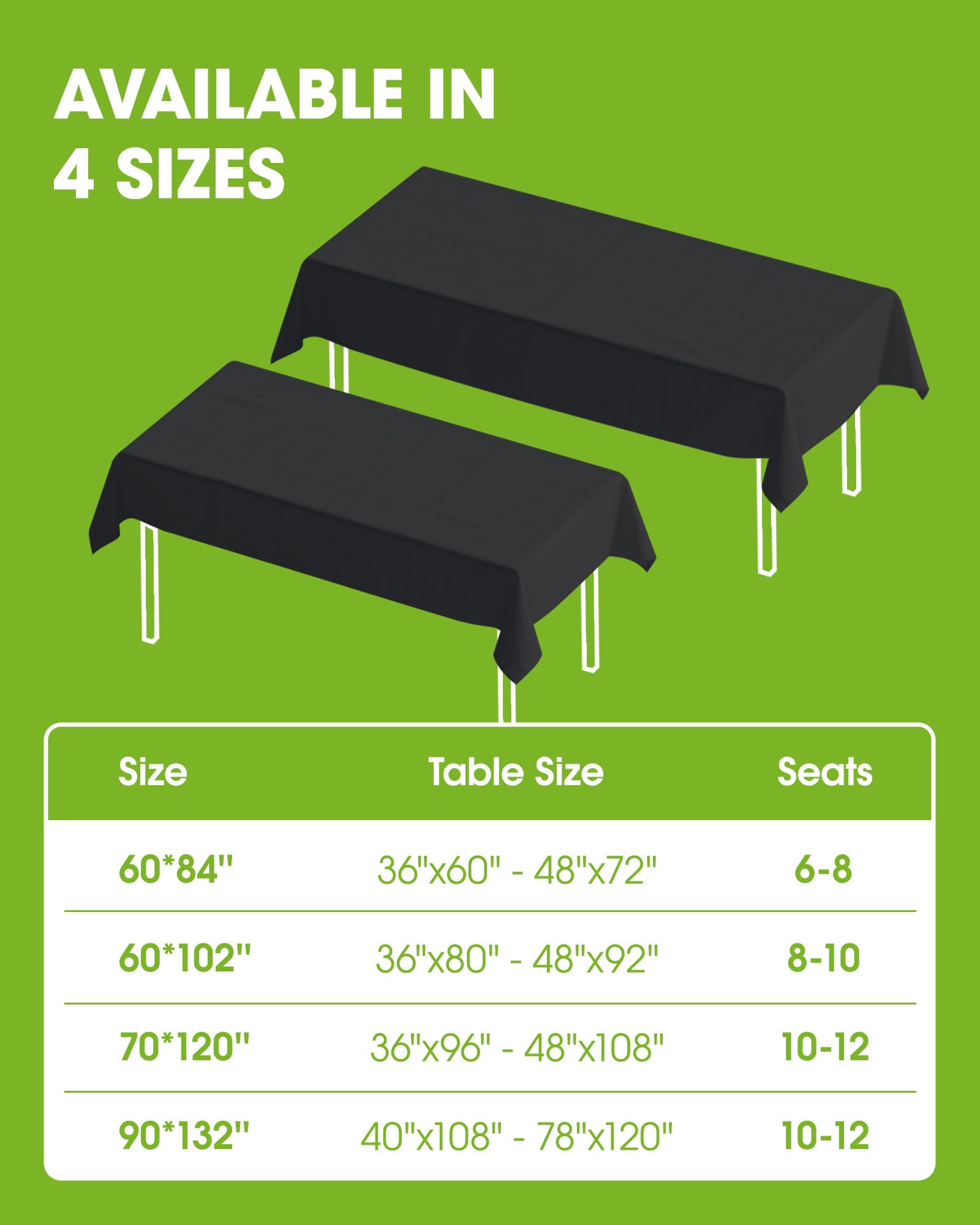 Pureegg Rectangle Table Cloth 60" x 84" – Durable Polyester Tablecloth Offers Reusable & Washable Protection, Ideal for Outdoor Party, Picnic, Wedding, Banquet and Birthday, 1 Pack, Black