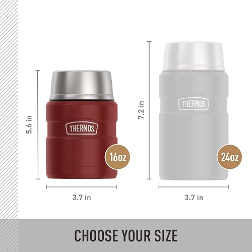 Miniatura 5 de THERMOS Stainless King - Tarro de alimentos aislado al vacío con cuchara, 16 onzas, rojo rústico Verde militar,Azul,Mate acero inoxidable (Matte