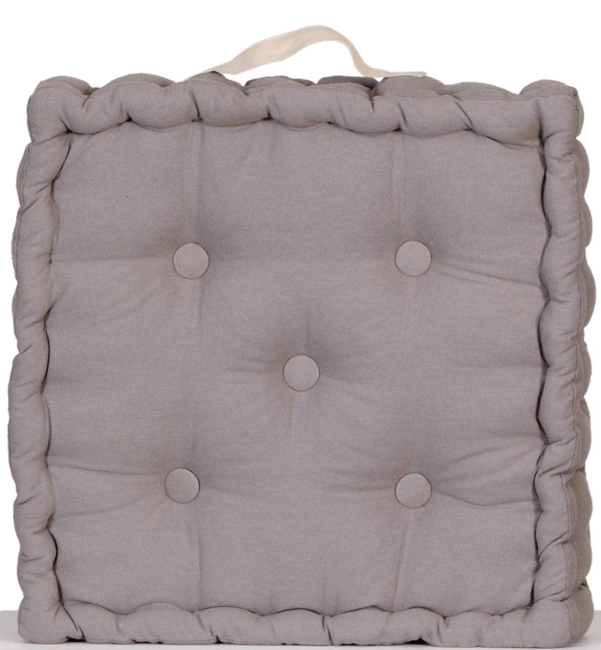 Atout Ciel Floor Cushion 40 x 40 cm with Contrasting Handle, Grey, Square