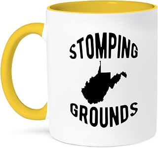 3dRose Coffee Mug, Size - 15oz - Stomping Grounds Black stretched lettering and West Virginia on white. Stamp City - typography - funny coffee cup gift