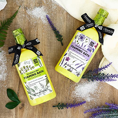 Bubble Bath For Women Adults, 2 Pack Scented Bubble Bath Spa Gift Set For Women Relaxing, Lavender & Eucalyptus Mint, Ladies Foaming Bath With Epsom Salt Variety, 24.7 Fl Oz #TOP4