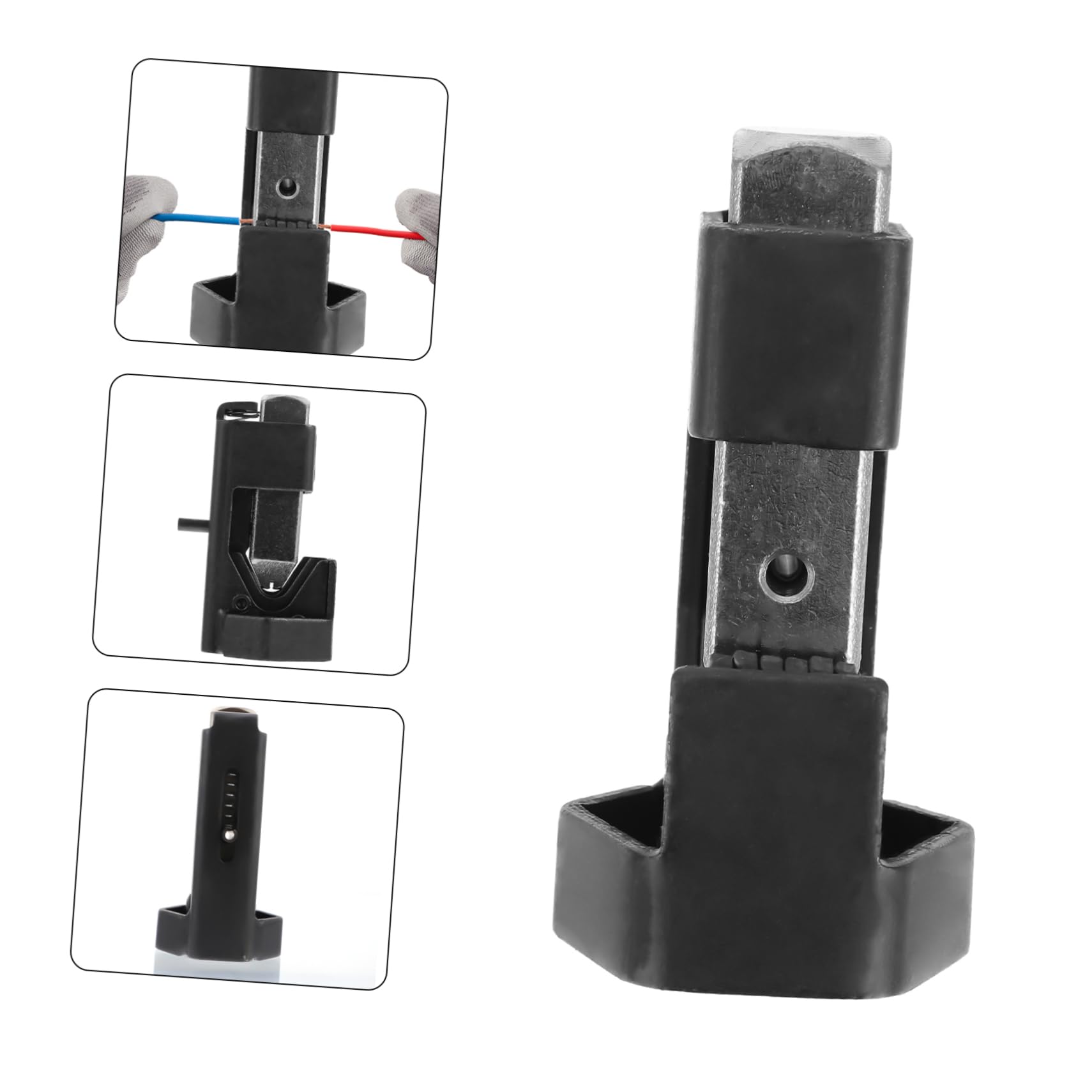 Pinza Crimpatrice a Martello per Cavi in Acciaio Inox Nero | Molla Interna, Profilo a V per Trattenere Terminale, Struttura Resistente per Uso Prolungato