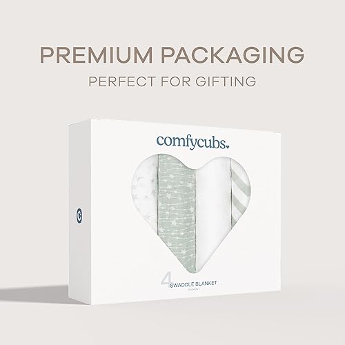 Miniatura 4 de Comfy Cubs Mantas de muselina para envolver manta de recepción neutral, envoltura para niños y niñas, artículos esenciales para bebés, registro y