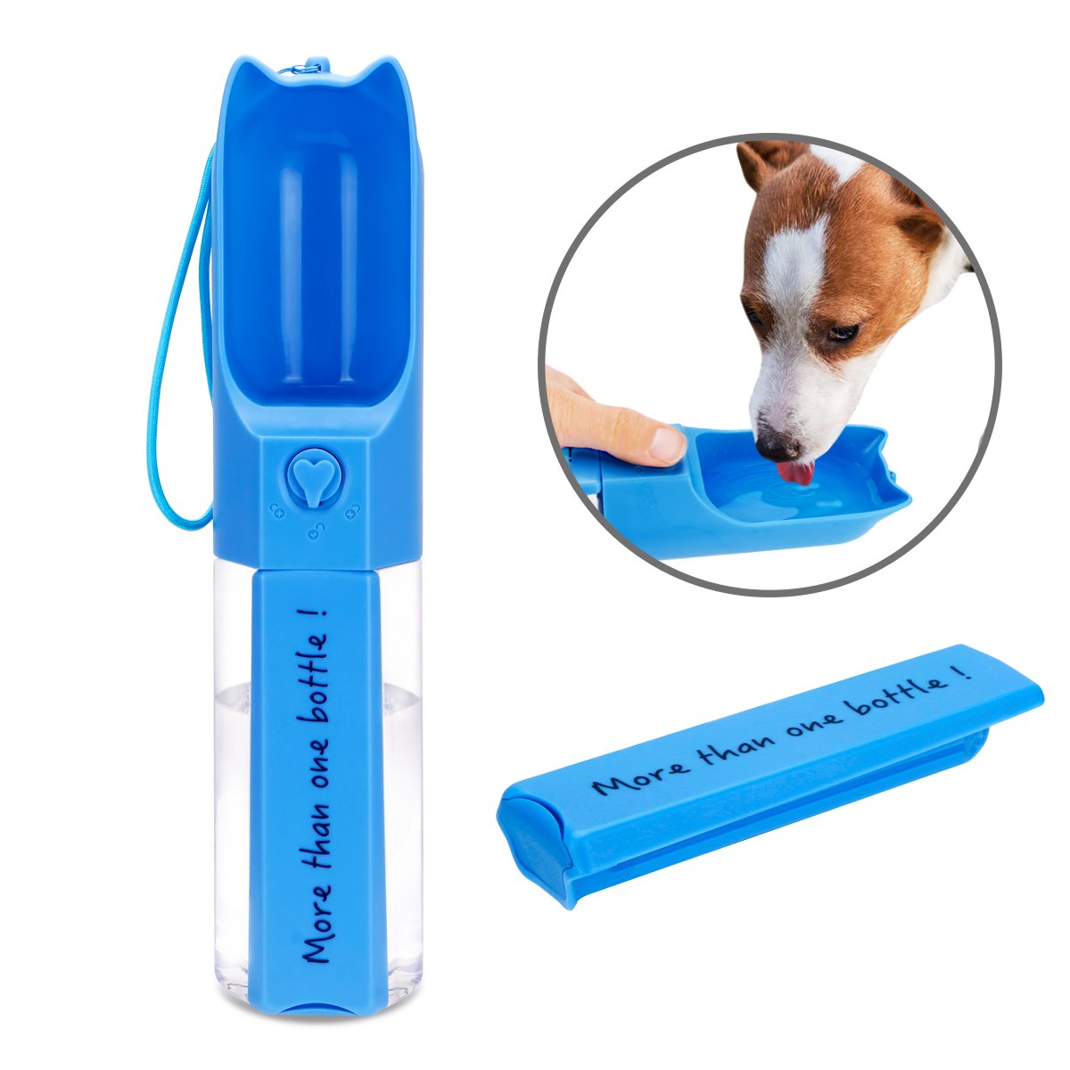 XUANRUS Dog Travel Water Bottle, Portable Pet Water Dispenser Drink Bottle for Daily Walks, Hiking, Camping, Beach, BPA Free Plastic with Pet Food Box