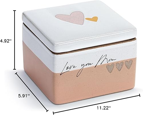 Miniatura 5 de DEMDACO Inspired Artisan Love You Mom - Caja de tesoro de cerámica de 4 x 3 pulgadas, diseño clásico rosa y blanco