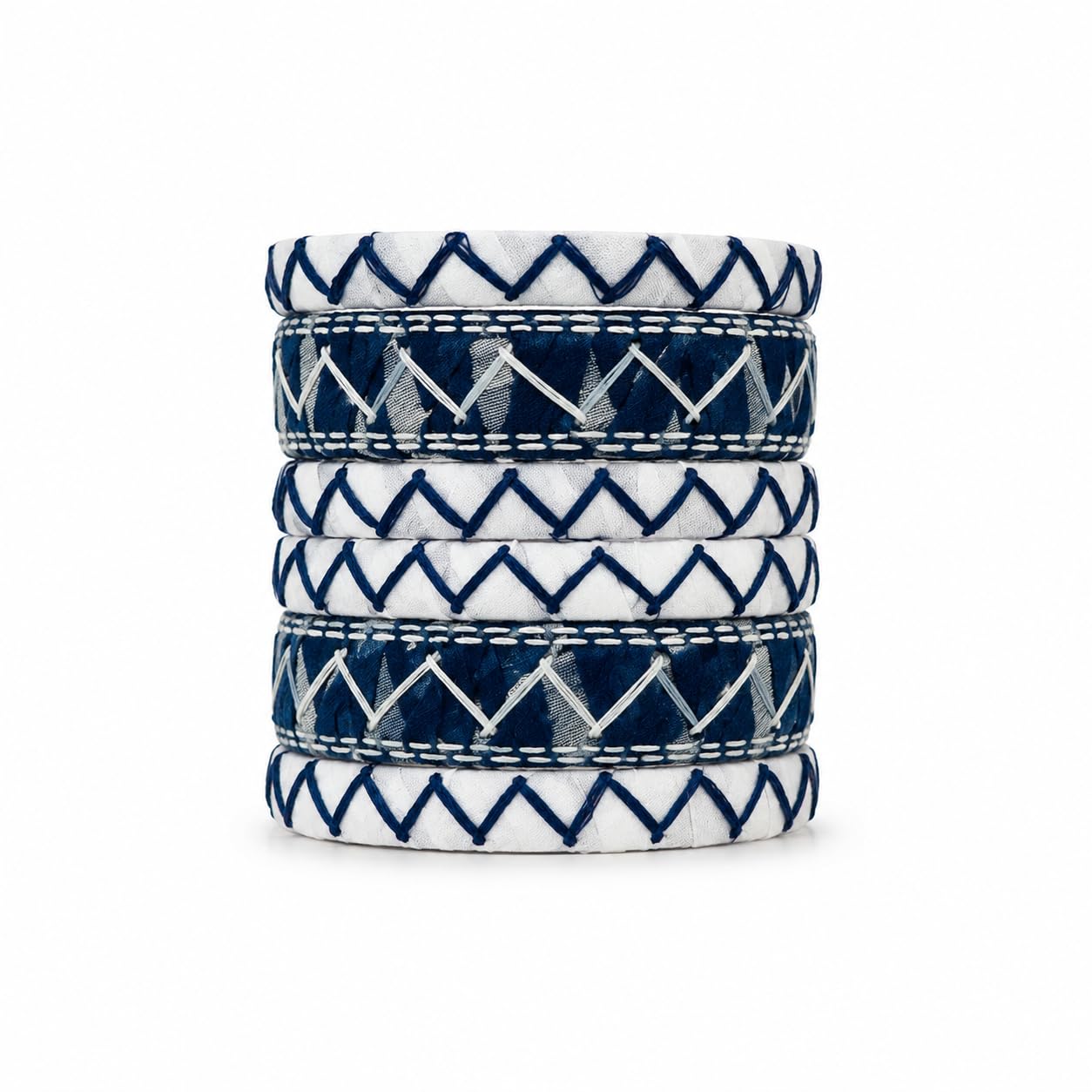 Handcrafted Fabric Bangle Set for Women | Boho Tribal Embroidered Bangles | Denim Inspired Ethnic Kada Set | Lightweight Fashion Bangles for Casual, Festive & Indo--image-34