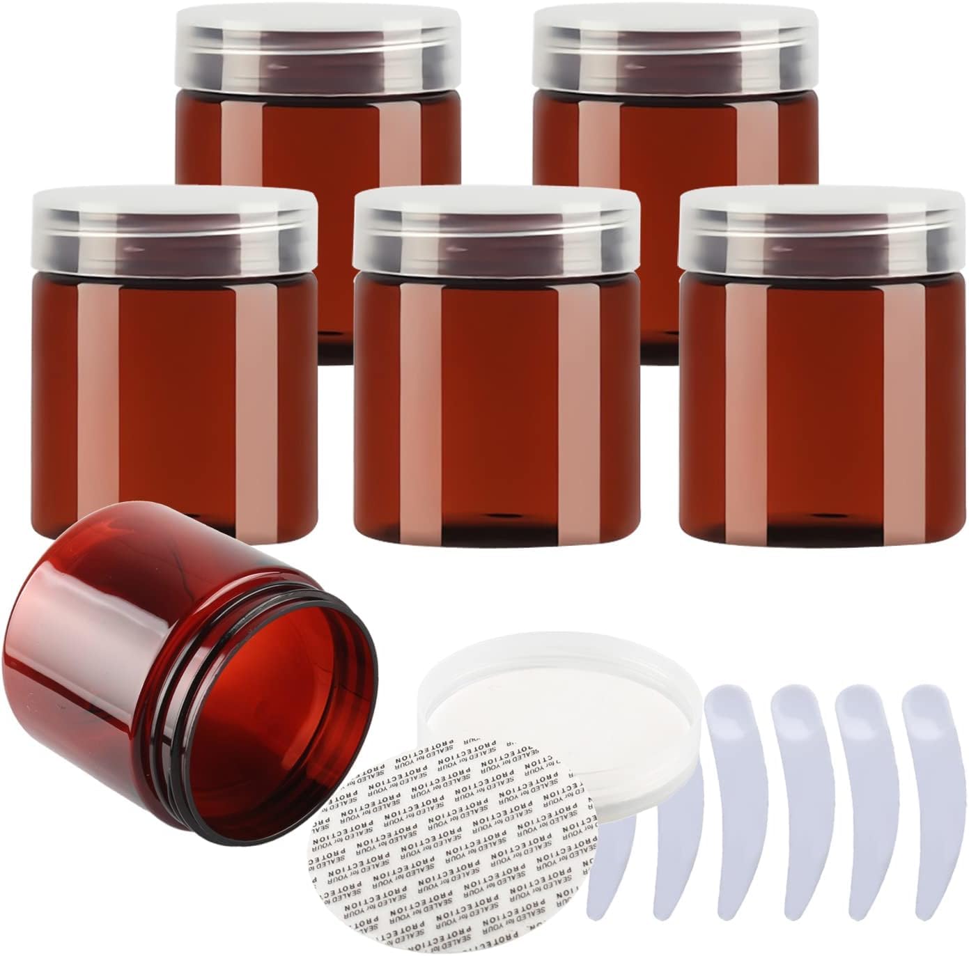 cosmetic jar, Pack of 6, 100ml Blue Plastic Cream Jars Cosmetic Pots with Clear Lids Containers for Toiletries