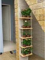 Jardim Vertical em Madeira Maciça, 125 x 30 x 15 cm, com 10 Vasos, para Horta e Decoração