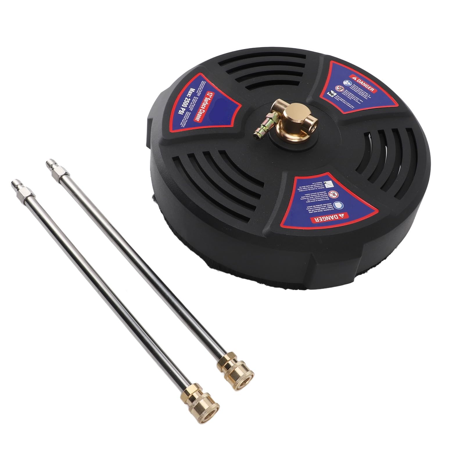 SIXRUN Limpiador de Superficies Profesional para Hidrolimpiadora, 33 cm, 2500 PSI, ABS y Acero Inoxidable, con 2 Varillas de Extensión, Conexión Rápida 1/4 Pulgada