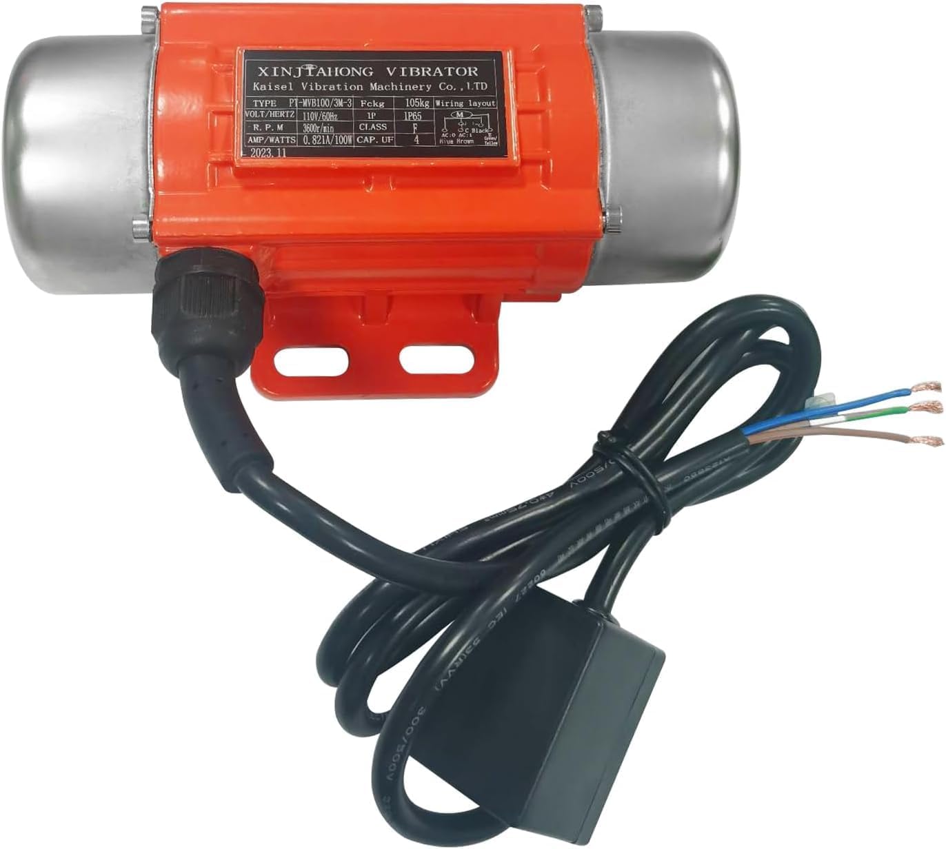 Concrete Vibrator Industrial Vibration Motor Single Phase AC 110V 3600rpm 100w Motor Vibrating Tool For Silo Hopper Shaking Table (100W)